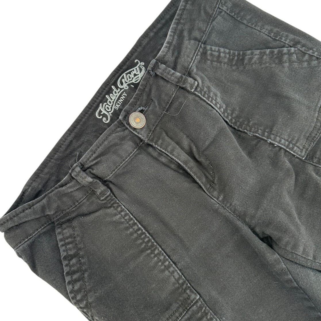 Faded Glory Skinny Cargo Pants Women's Size 6 Black Cotton Blend