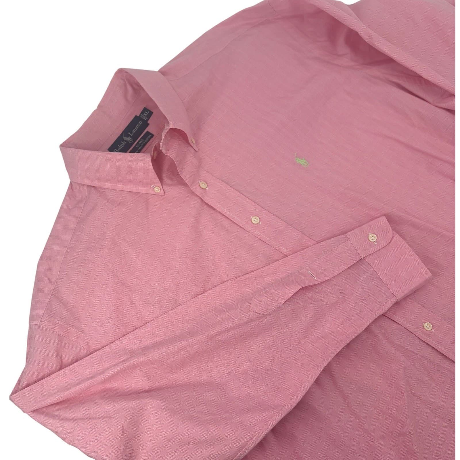 Ralph Lauren Blake Pink Gingham Long Sleeve Button Down Shirt Men XL
