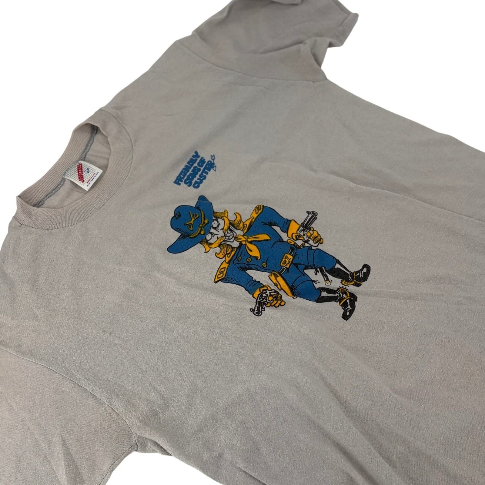 Jerzees Friendly Sons of Custer Graphic T-Shirt Vintage Large Gray Mens