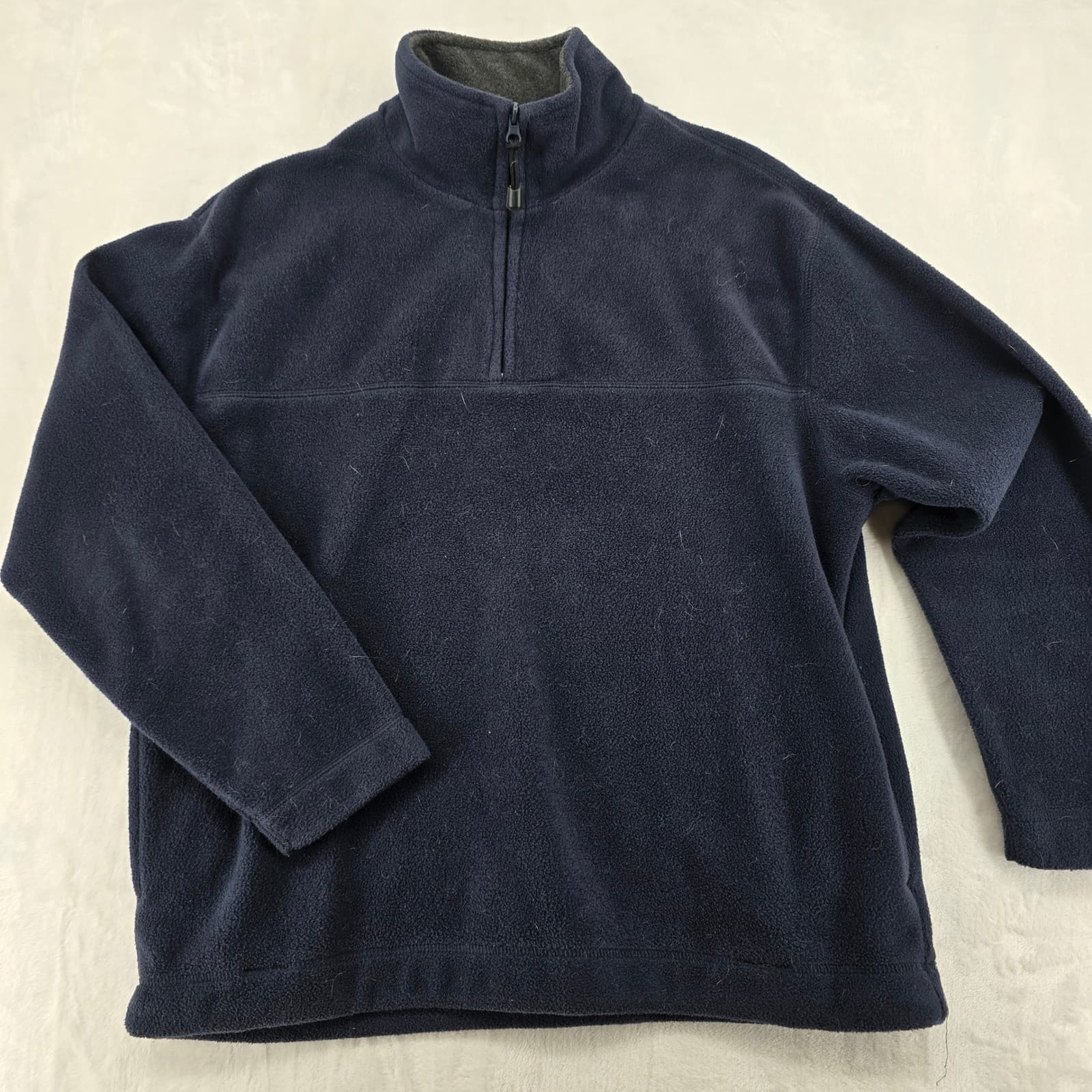 St. John's Bay Pullover Mens Medium Pullover Navy Blue Quarter Zip Fleece