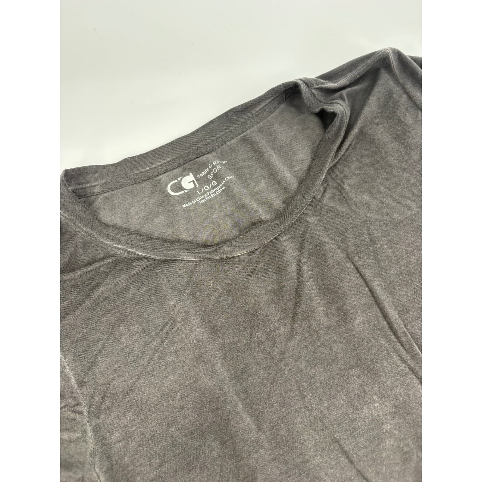Cable & Gauge Sport Black Slub Knit T Shirt Top Women L G G V Neck Casual