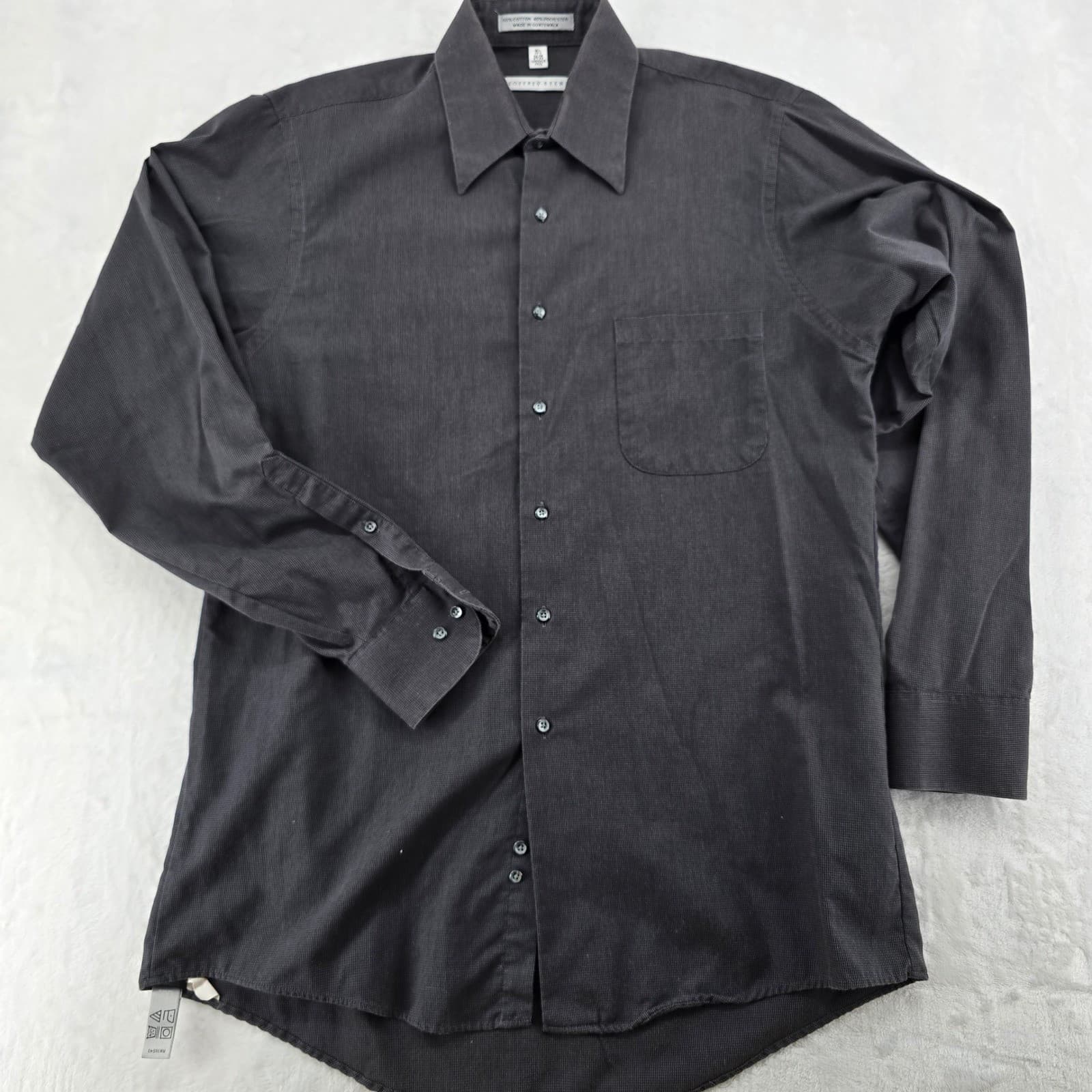Geoffrey Beene Dress Shirt Mens 15.5 34/35 Button Down Gray Wrinkle Free