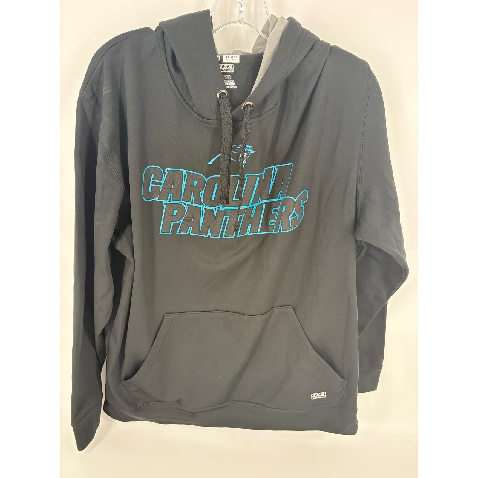 Carolina Panthers NFL Team Apparel Hoodie Mens Large Black Pullover