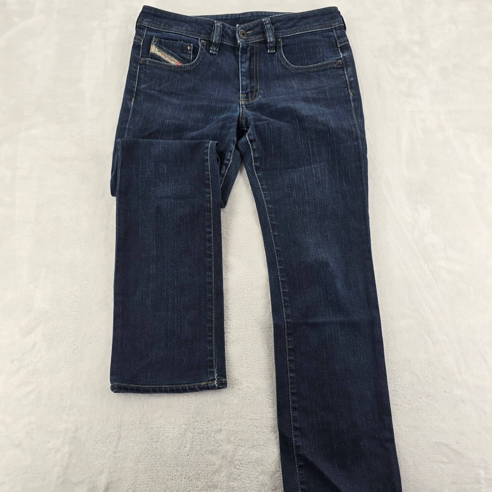 Diesel Ronhy Jeans Womens 27 Straight Blue Wash 008AA Stretch Made in Italy
