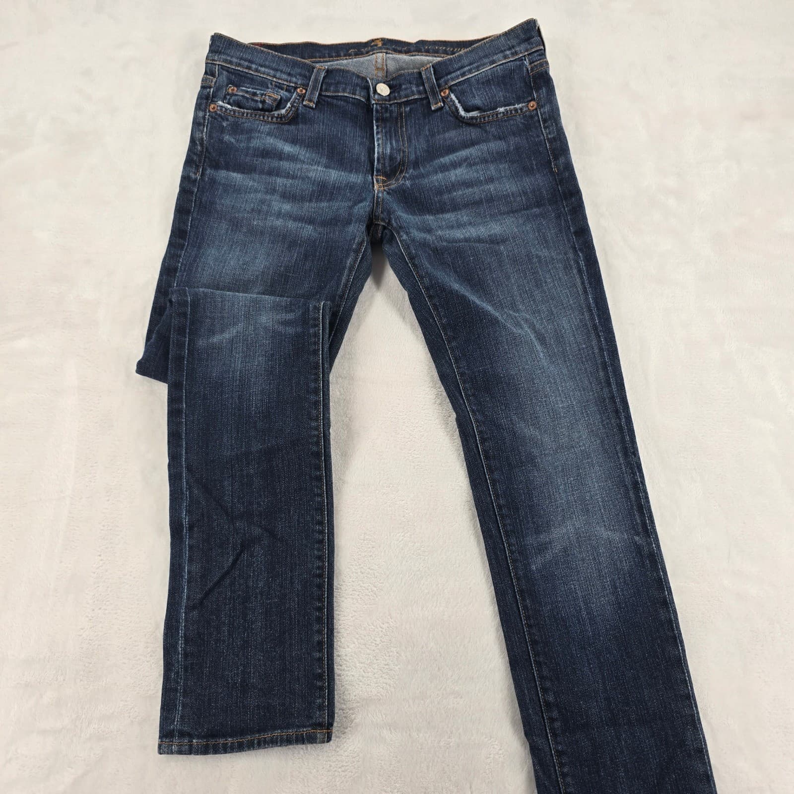 7 For All Mankind Roxanne Womens 26 Slim Straight Jeans Dark Wash P179080U-080U