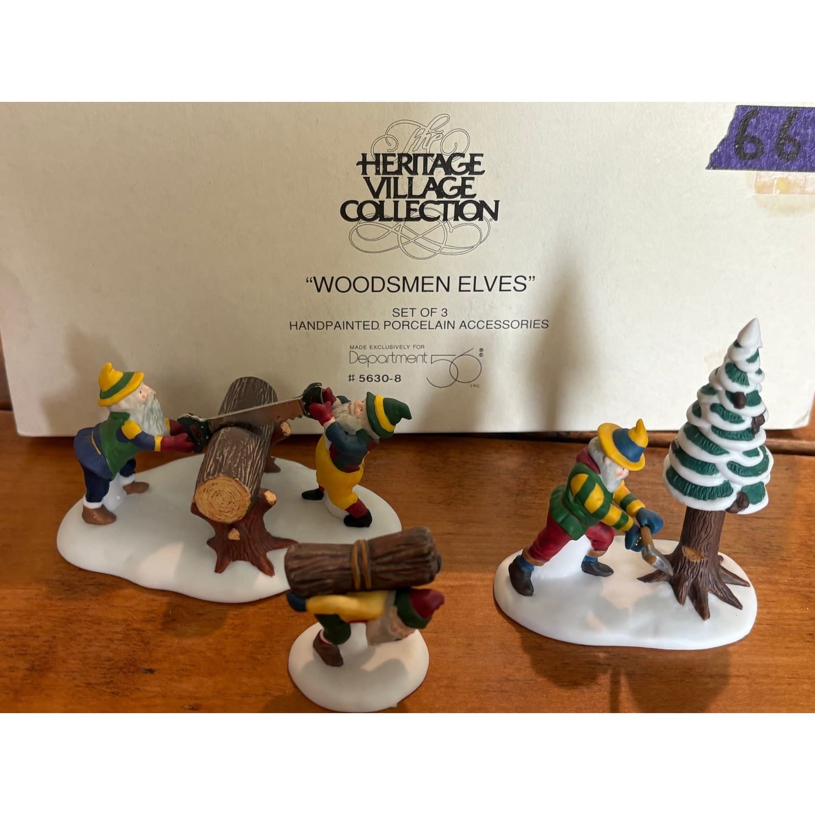 Department 56 Woodsmen Elves Mens OS Village Accessory Multicolor Porcelain Set