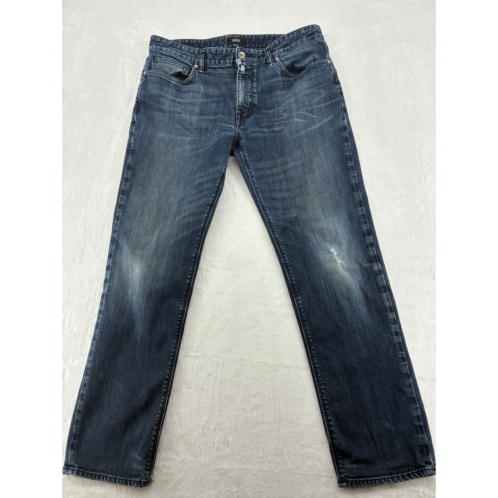 BOSS Hugo Boss Jeans Mens 32x26 Denim Dark Blue Stretch Straight Leg Pants