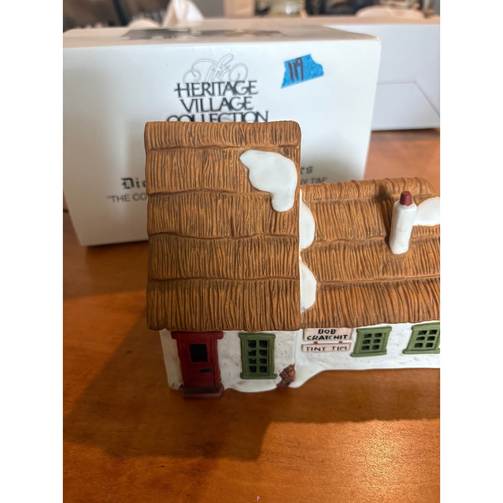 Dept 56 Bob Cratchit Tiny Tim Cottage Dickens Village OS House White Brown 1986