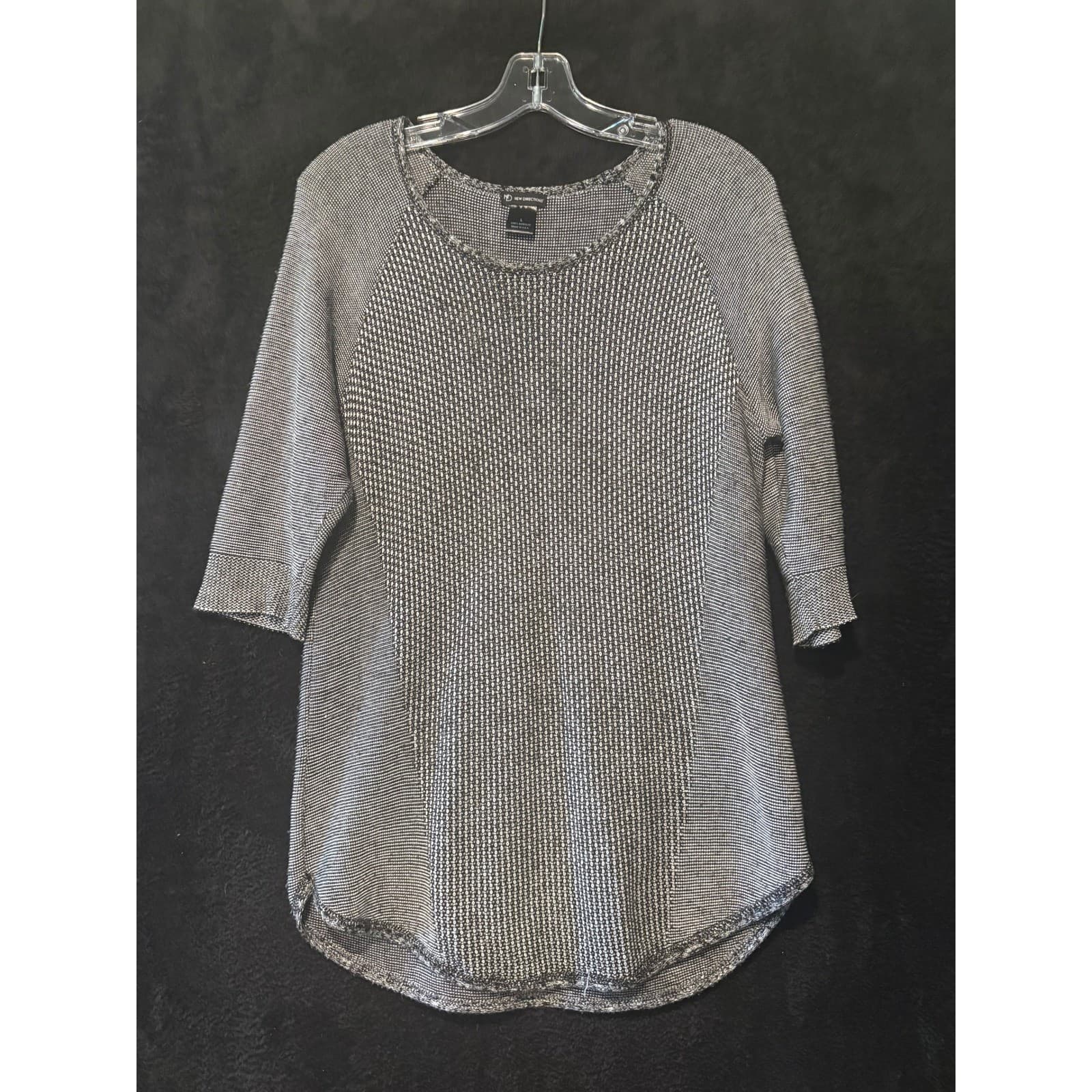 New Directions Women's Black and White 3/4 Sleeve Knit Tunic Top - Large