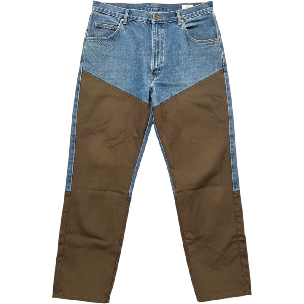 Wrangler Carpenter Pants Mens 38x30 Blue Brown Colorblock Workwear Denim 38