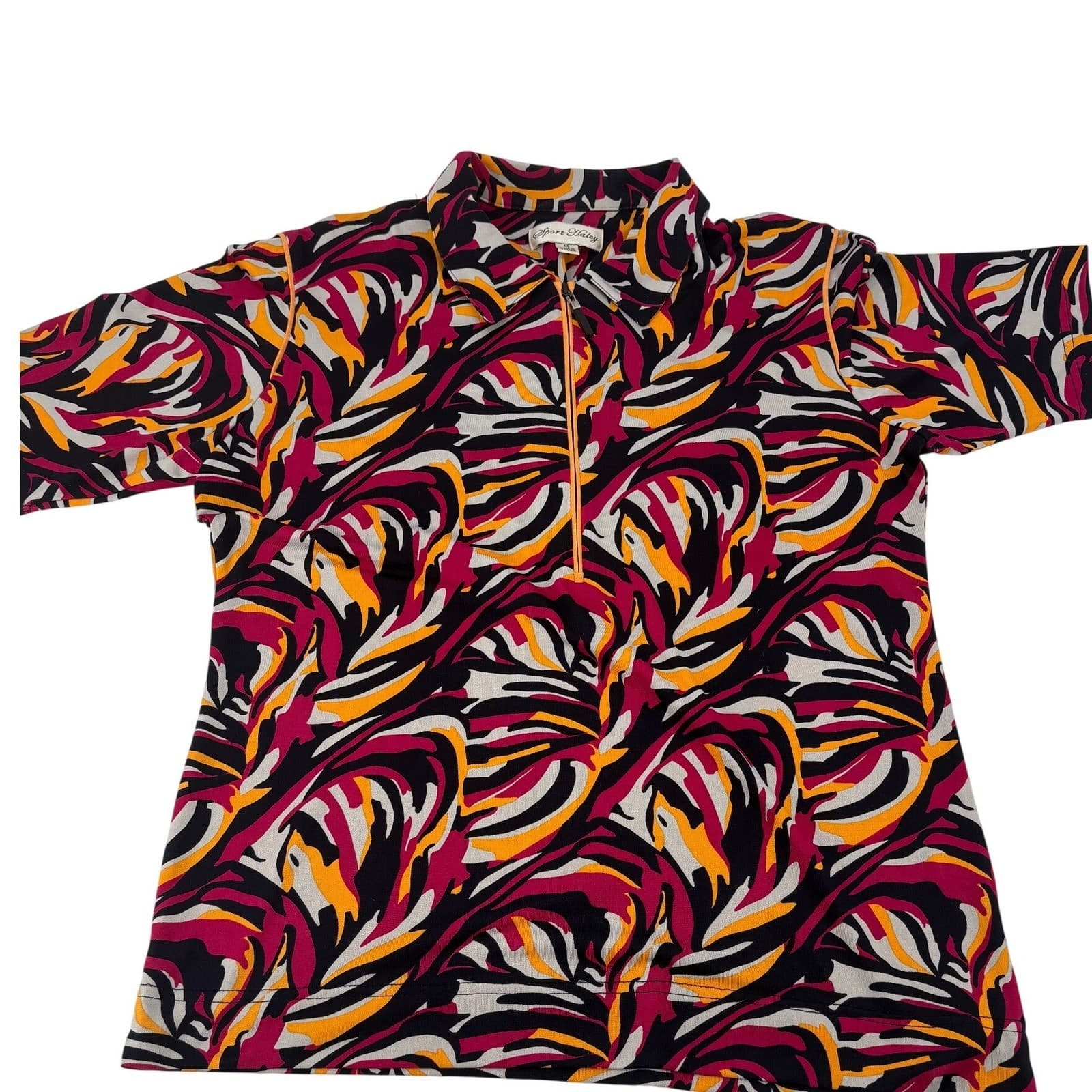 Sport Haley Polo Womens M Shirt Multicolor Quarter Zip Short Sleeve Golf