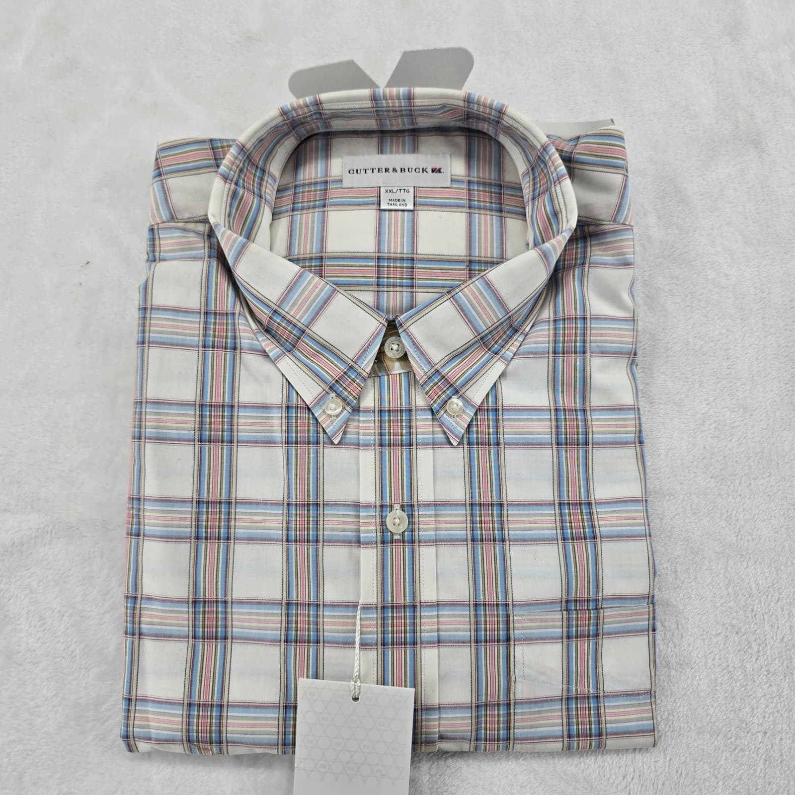Cutter & Buck Men's XXL Plaid Button Front Dress Shirt NWT Multicolor