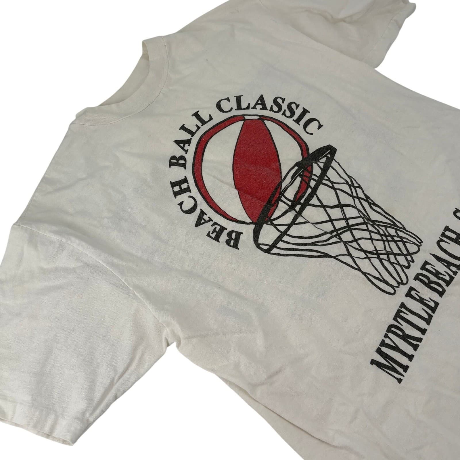 Hanes Beefy-T 1989 Beach Ball Classic Basketball T-Shirt Large Mens Vintage