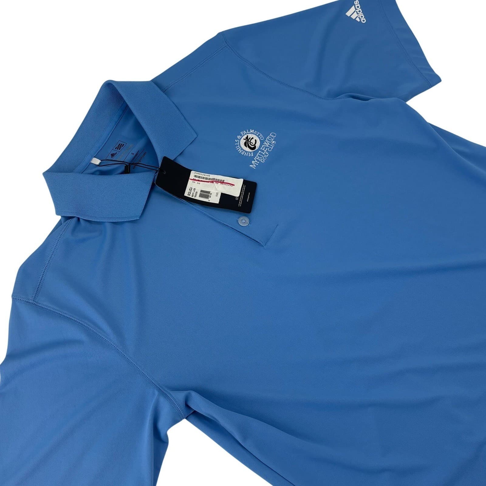 Adidas Puremotion Golf Polo Shirt Myrtlewood Golf Club Small Blue Mens NEW