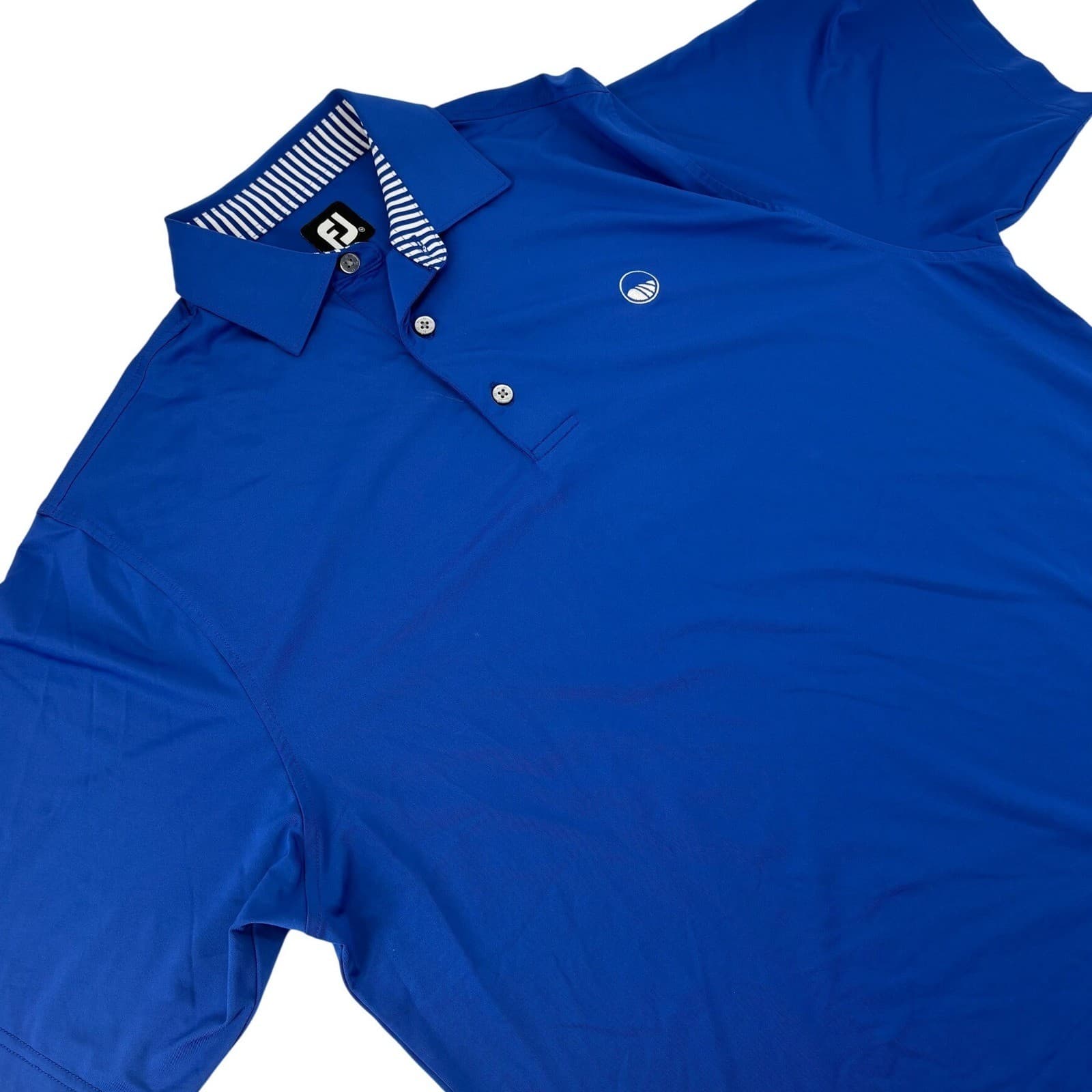 FootJoy Golf Polo Mens Medium Shirt Blue Striped Collar Performance ProDry