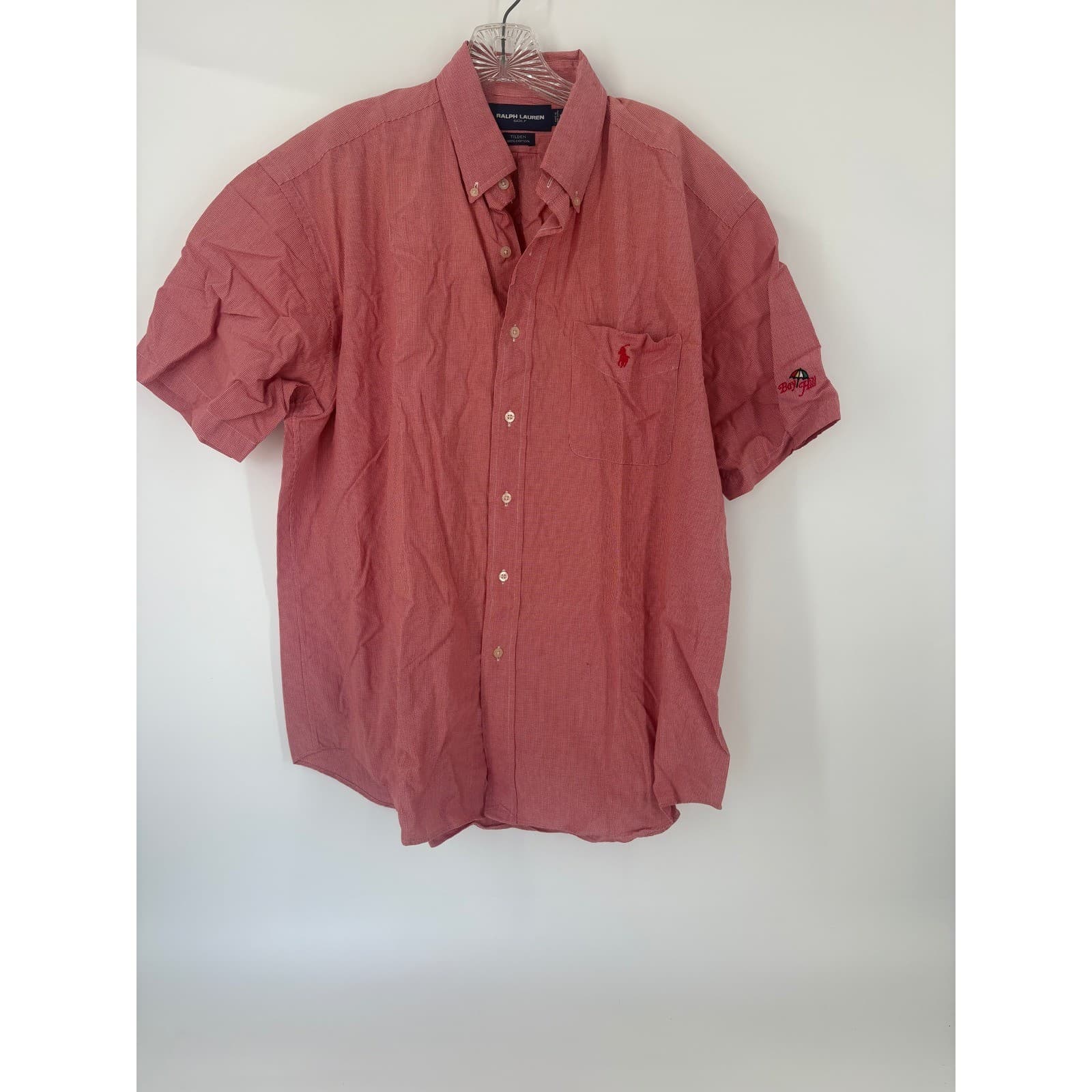 Ralph Lauren Golf Red Gingham Button Down Shirt Men's L Arnold Palmer Bay Hill