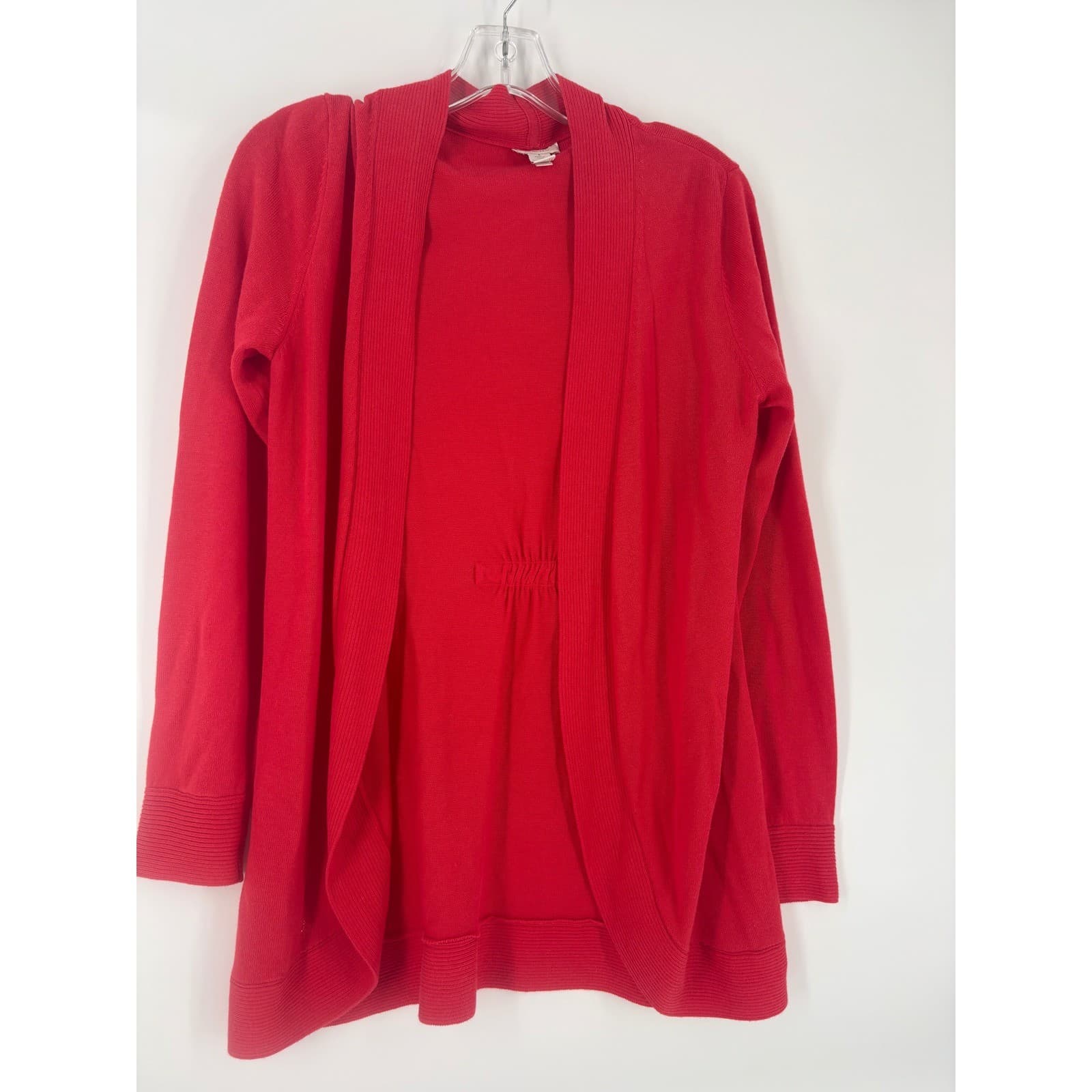 Chicos Red Open Front Knit Cardigan Sweater Size 1