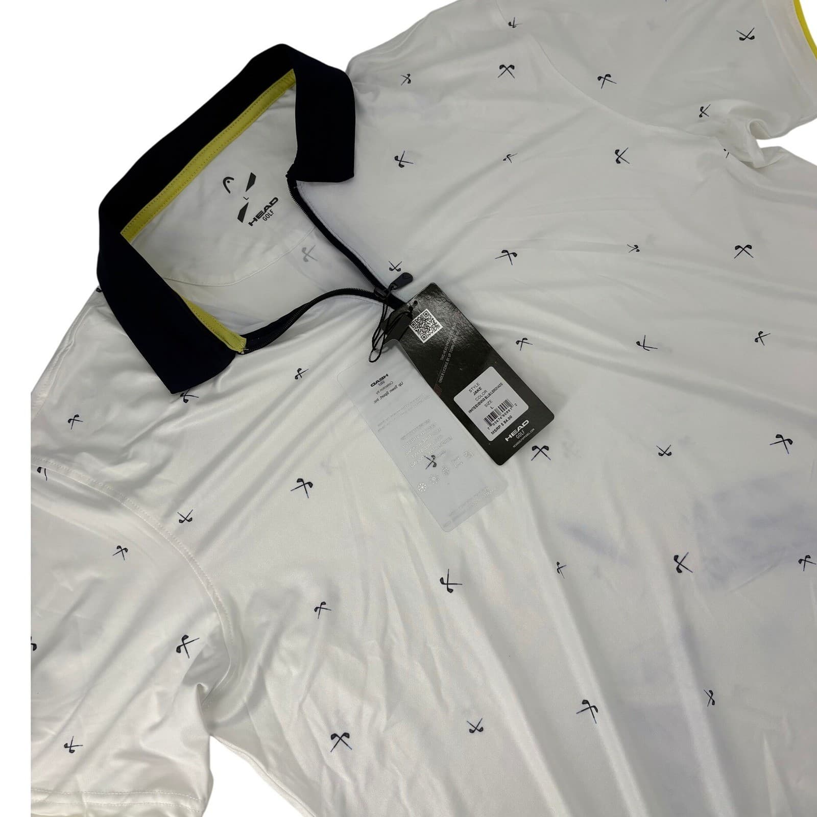 HEAD Golf Shirt Mens L Polo White Jake Evening Blue Lemonade Club Print NWT