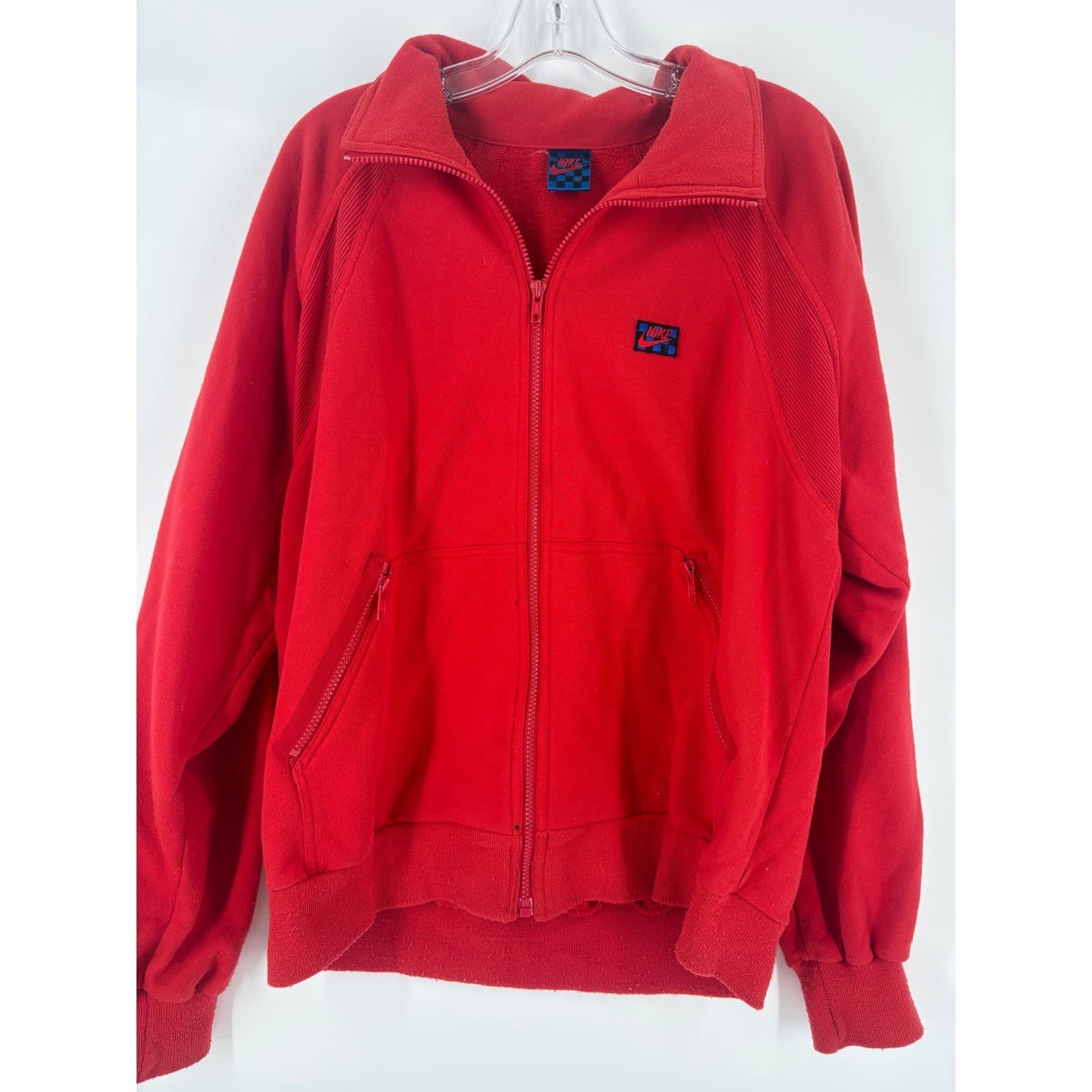 NIKE Red Track Jacket Athletic Zip Up Men's Size L