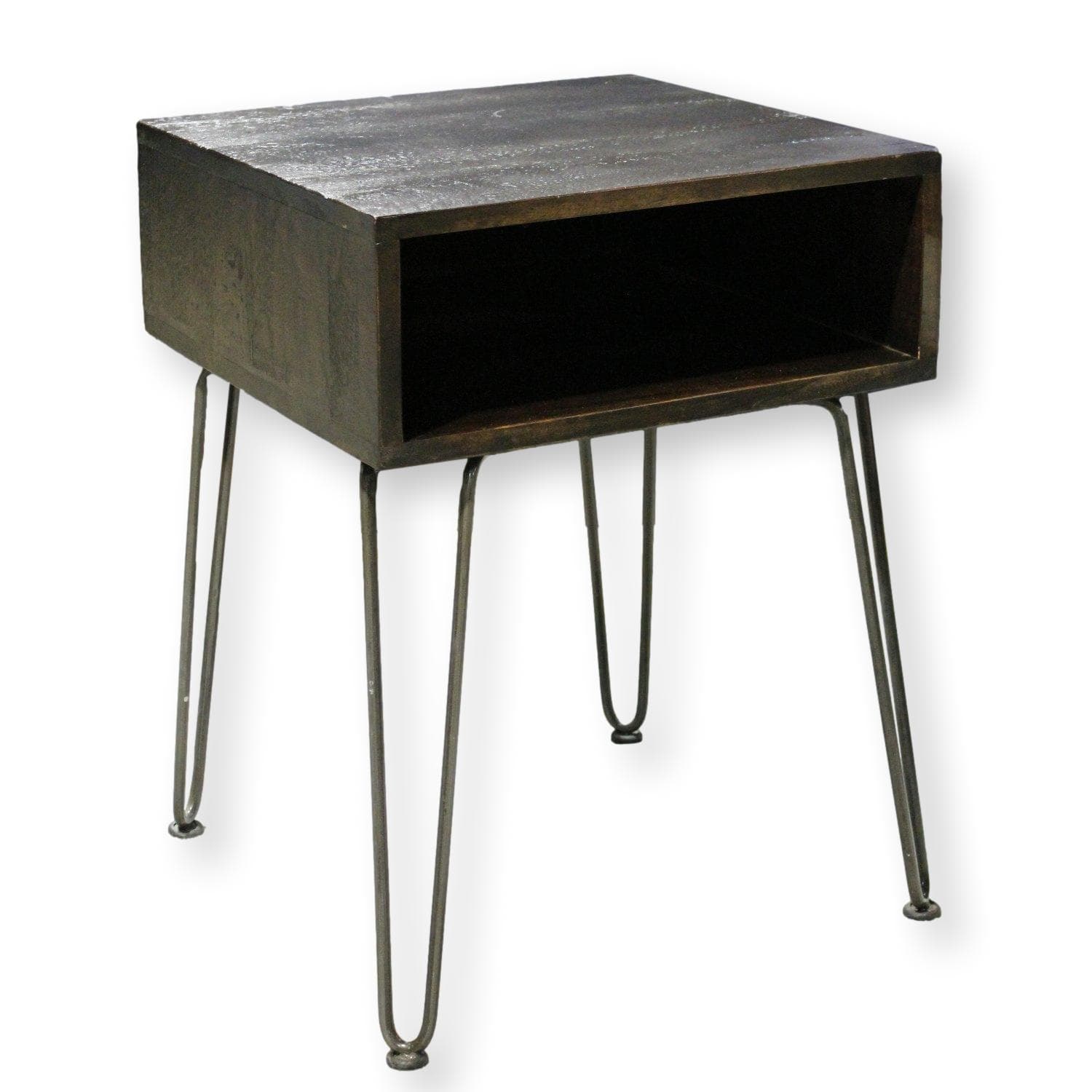 Rustic Hairpin Leg End Table - Espresso