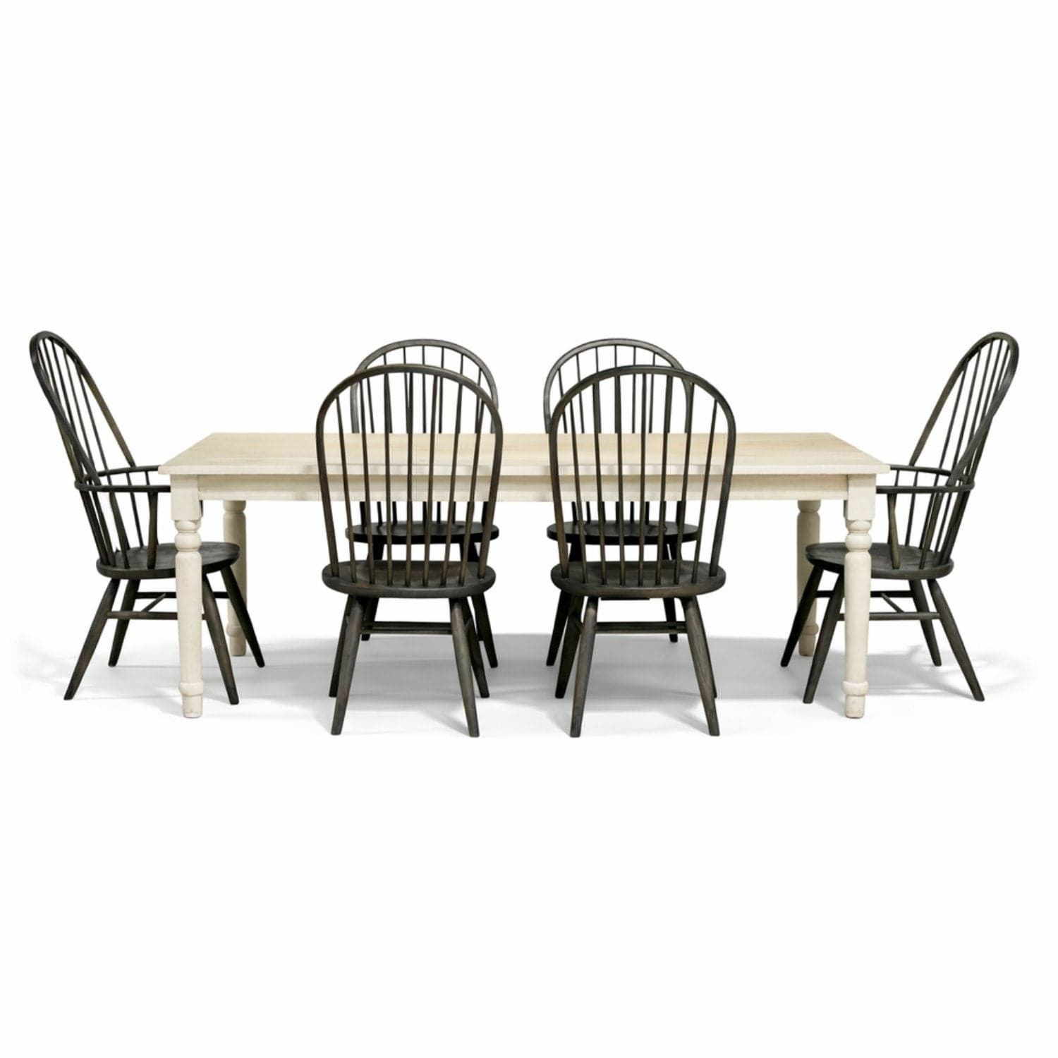 Acacia Dining Table w/6 Windsor Chairs - Two-Tone