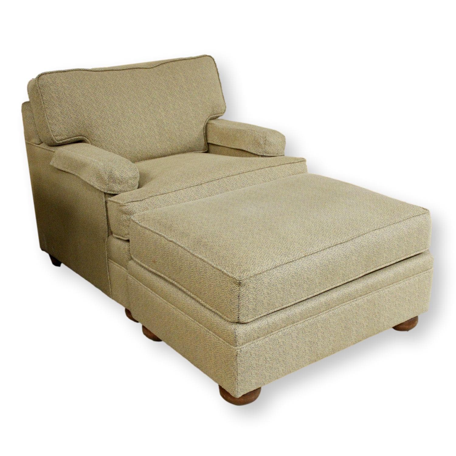 Ethan Allen Club Chair & Ottoman - Neutral Colors