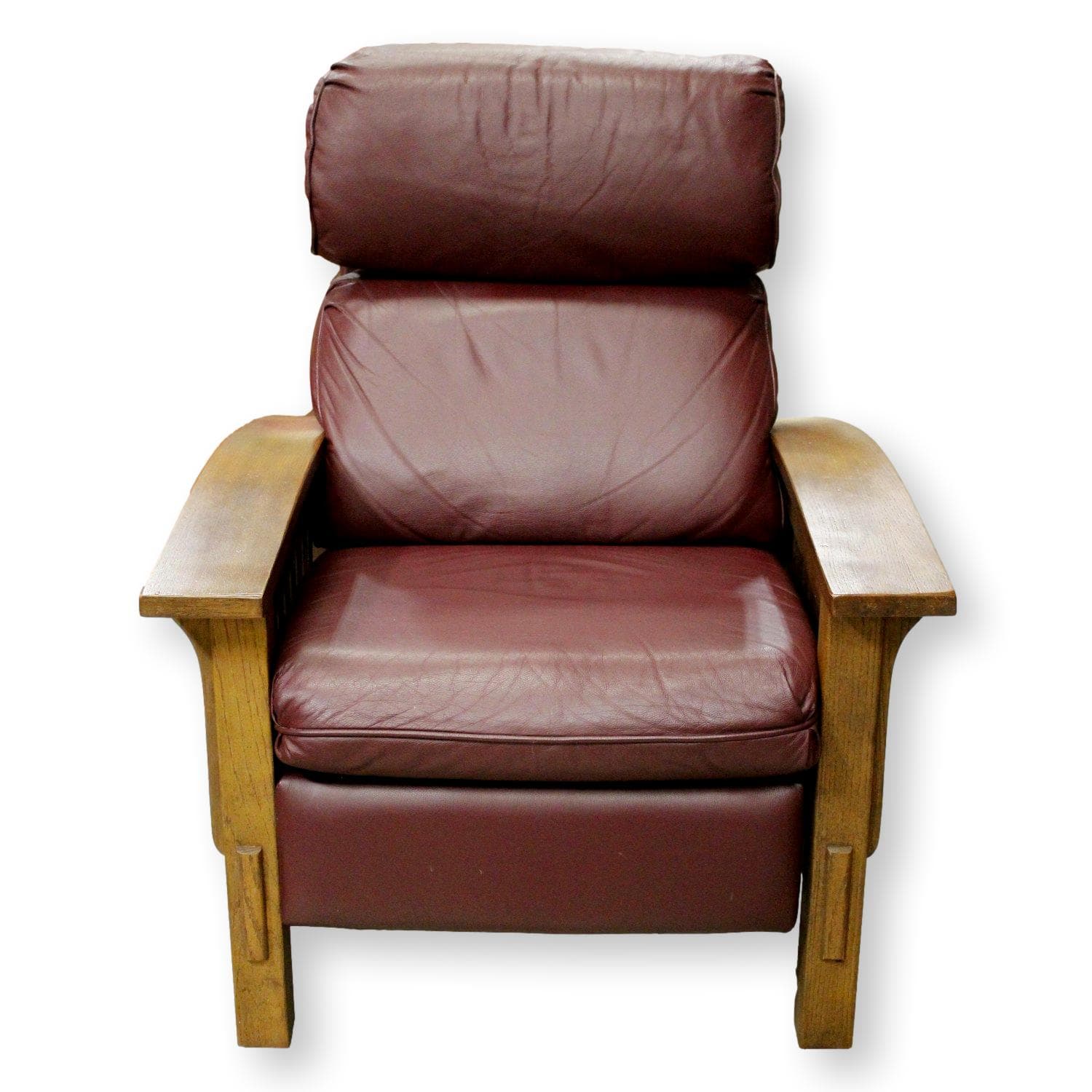 Flexsteel Mission Style Leather Recliner - Burgundy