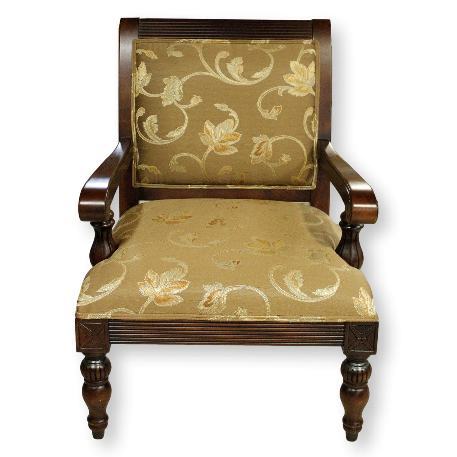 Mahogany Frame Armchair - Gold