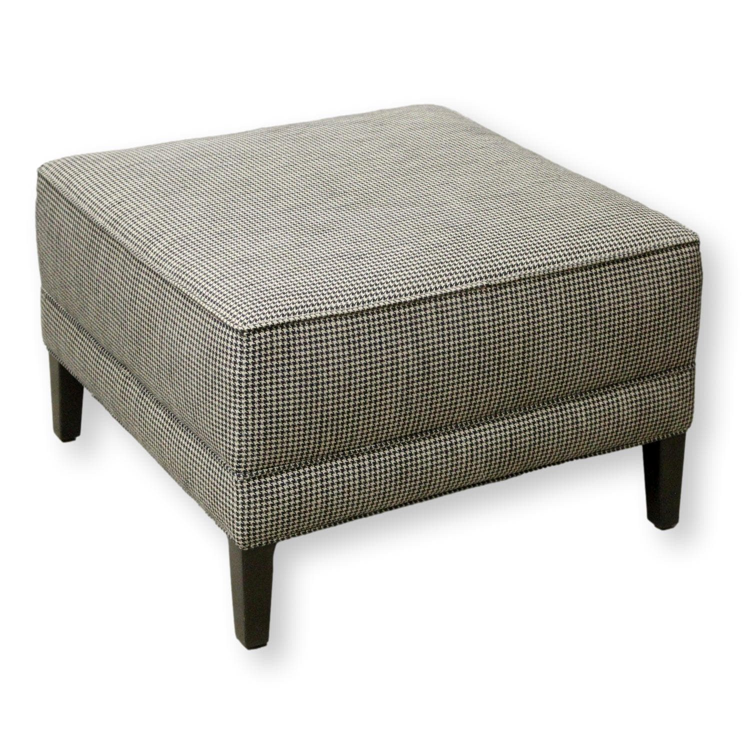 Ethan Allen Houndstooth Ottoman - Black & Gray