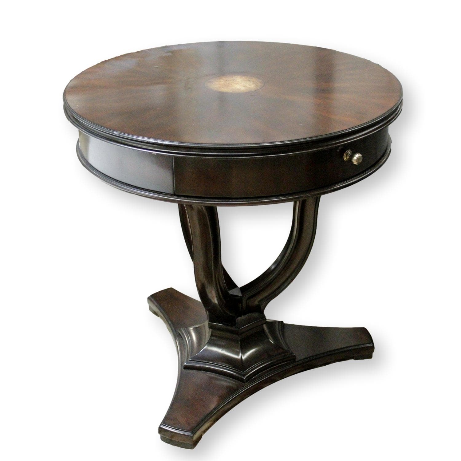 Stanley Furniture Round Dark Finish & Burlwood Accent Table - Dark Finish