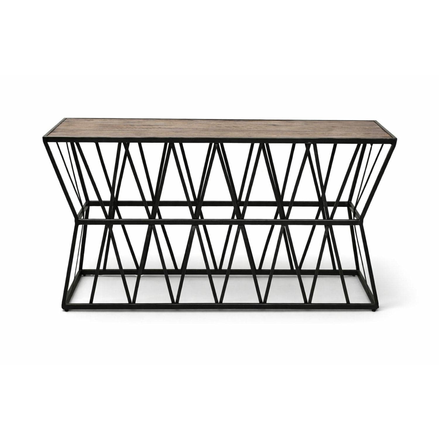 Hooker Furniture Rustic Plank & Metal Strap Console Table - Two-Tone