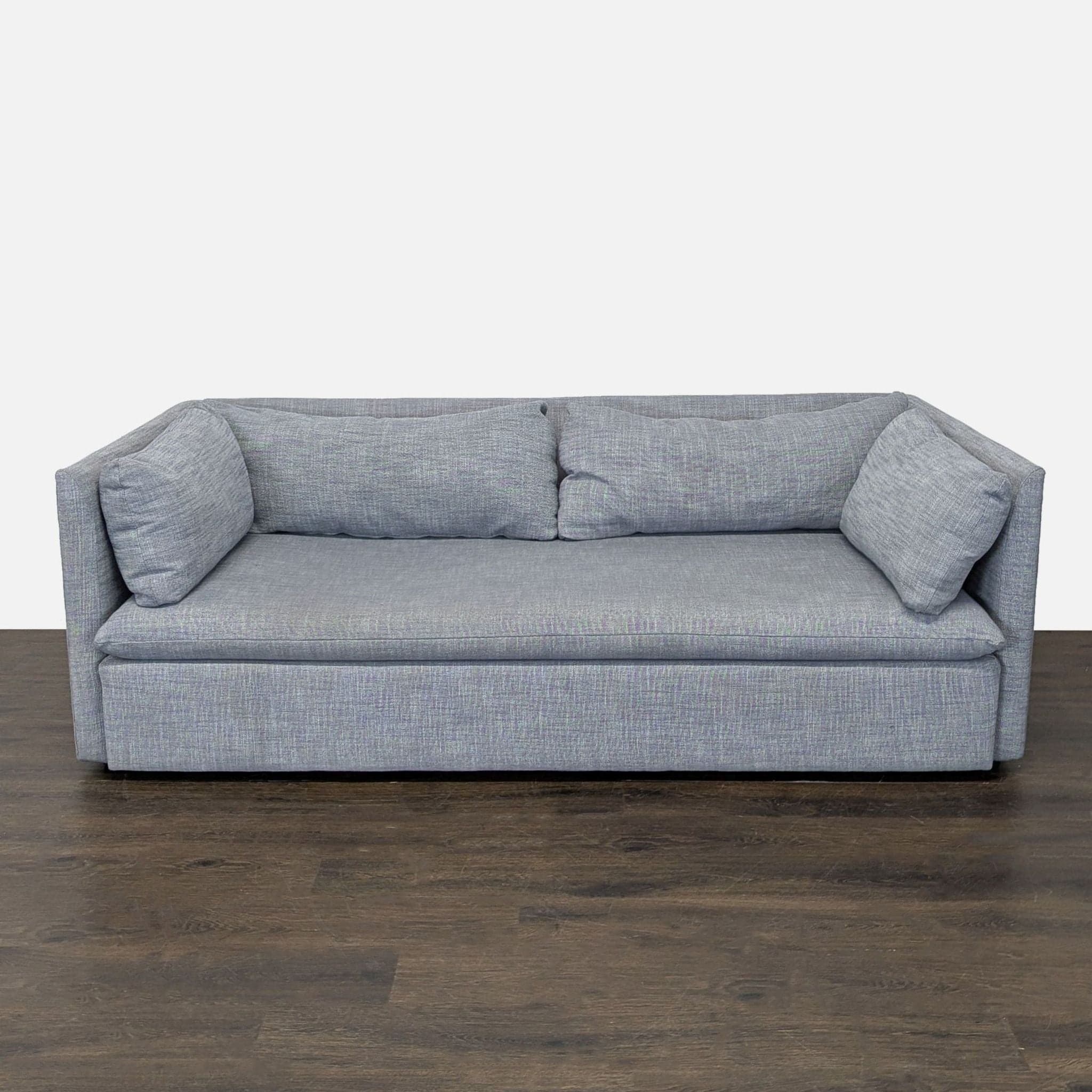 West Elm Modern Gray 3-Seat Sofa with Clean Lines