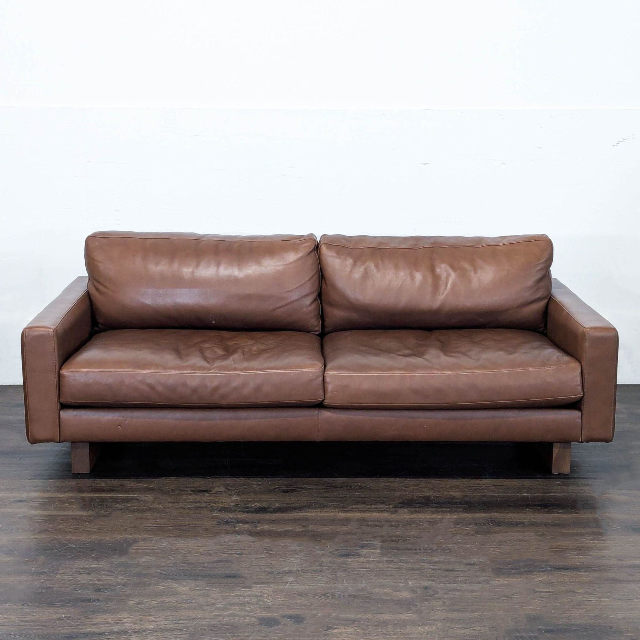 Room & Board 3-Seat Brown Leather Sofa