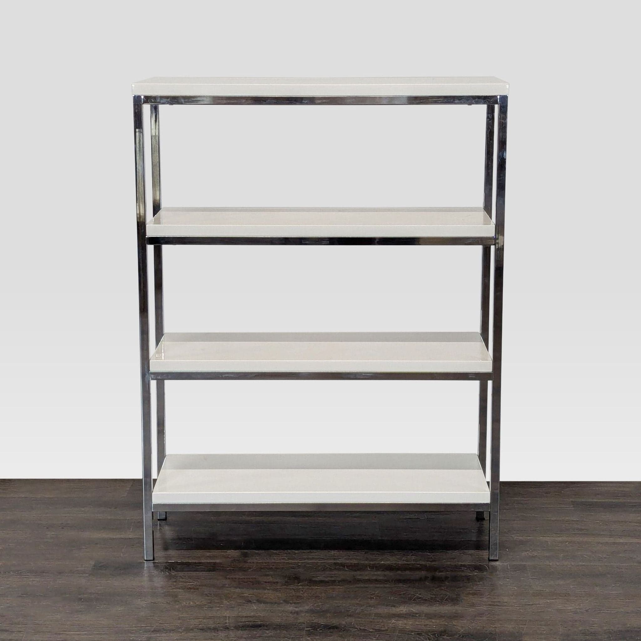 Scandinavian Design 4-Tier Modern Bookshelf with Chrome Frame