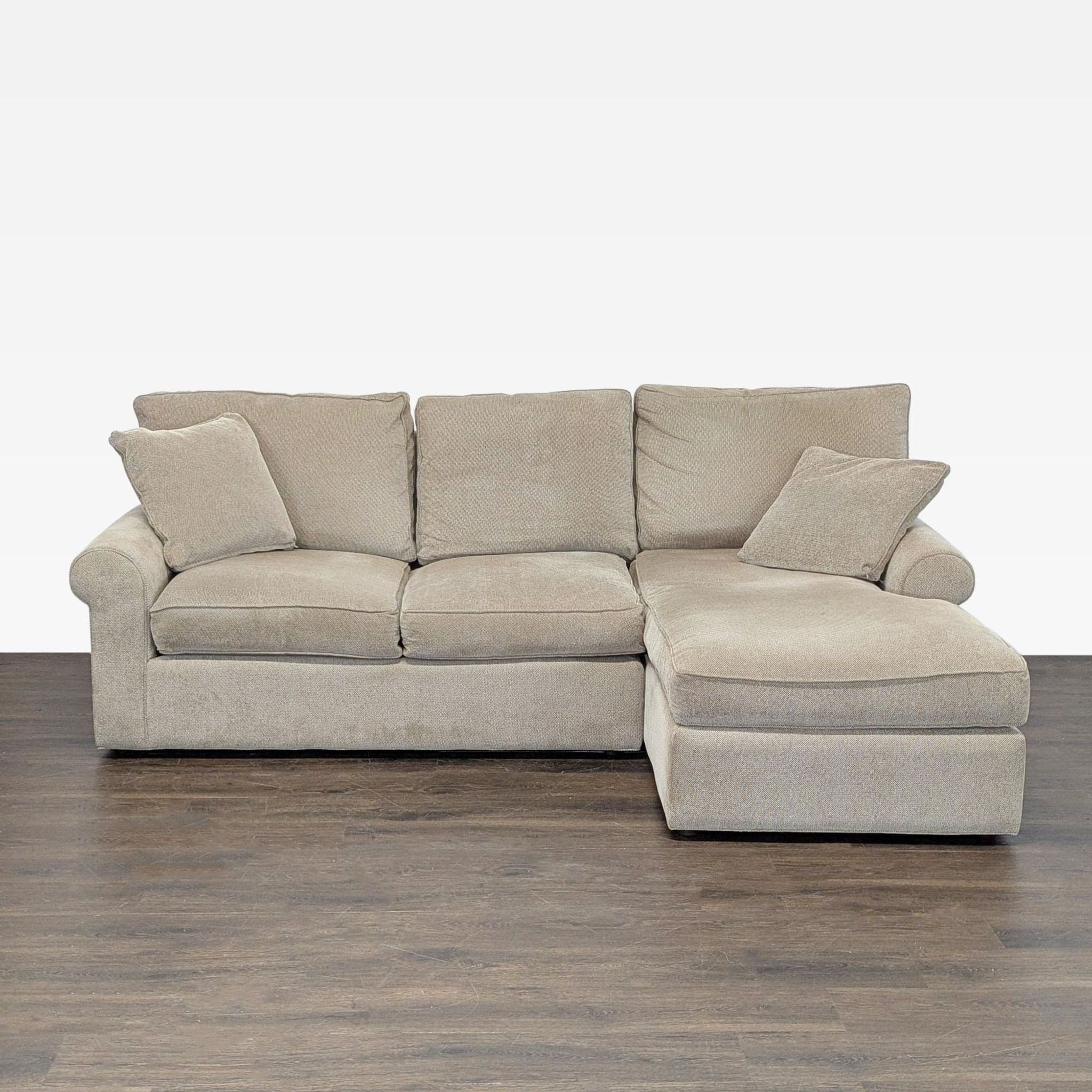 Cascadia Beige Sectional Sofa with Chaise and Pillows