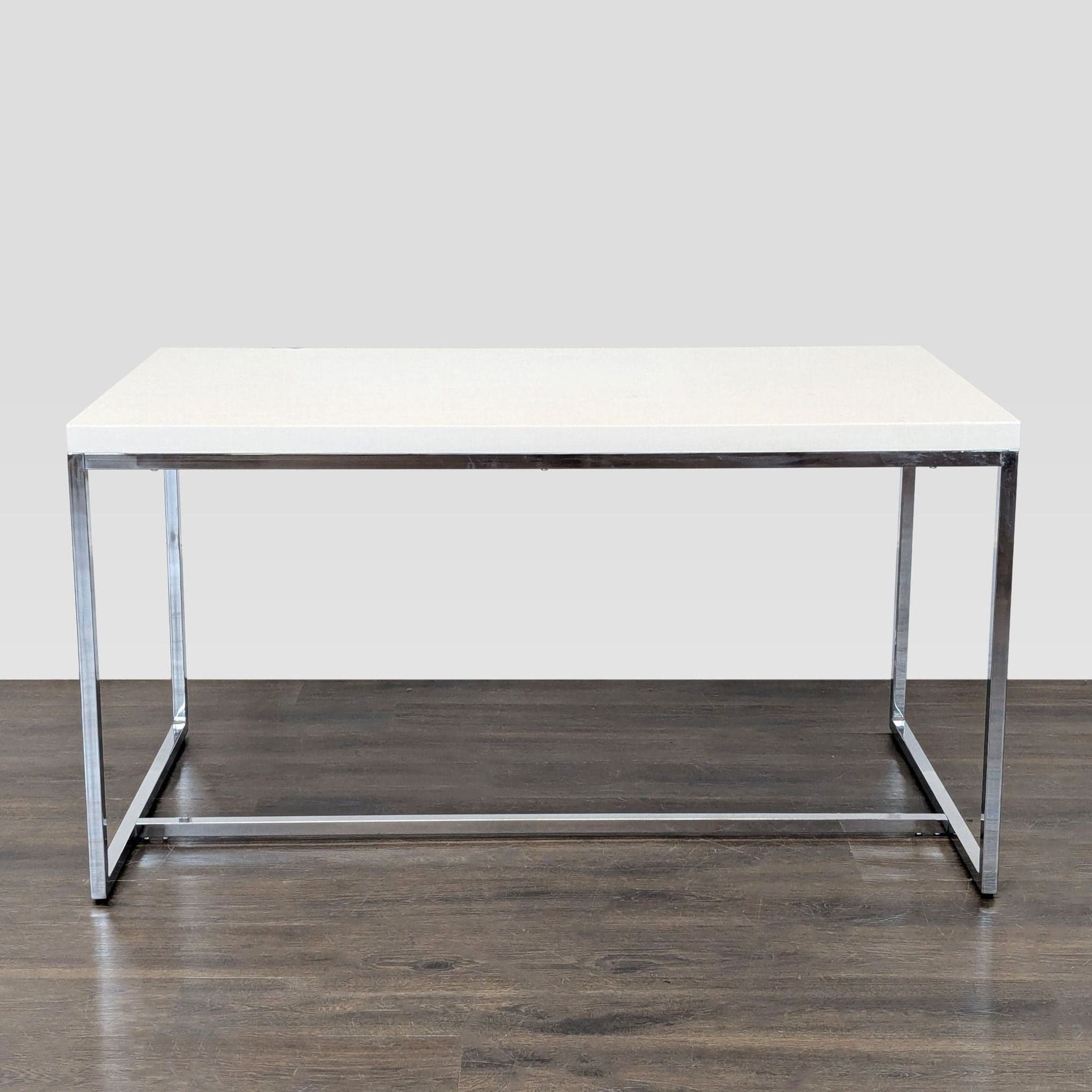 Scandinavian Design Minimalist White Desk with Chrome Frame