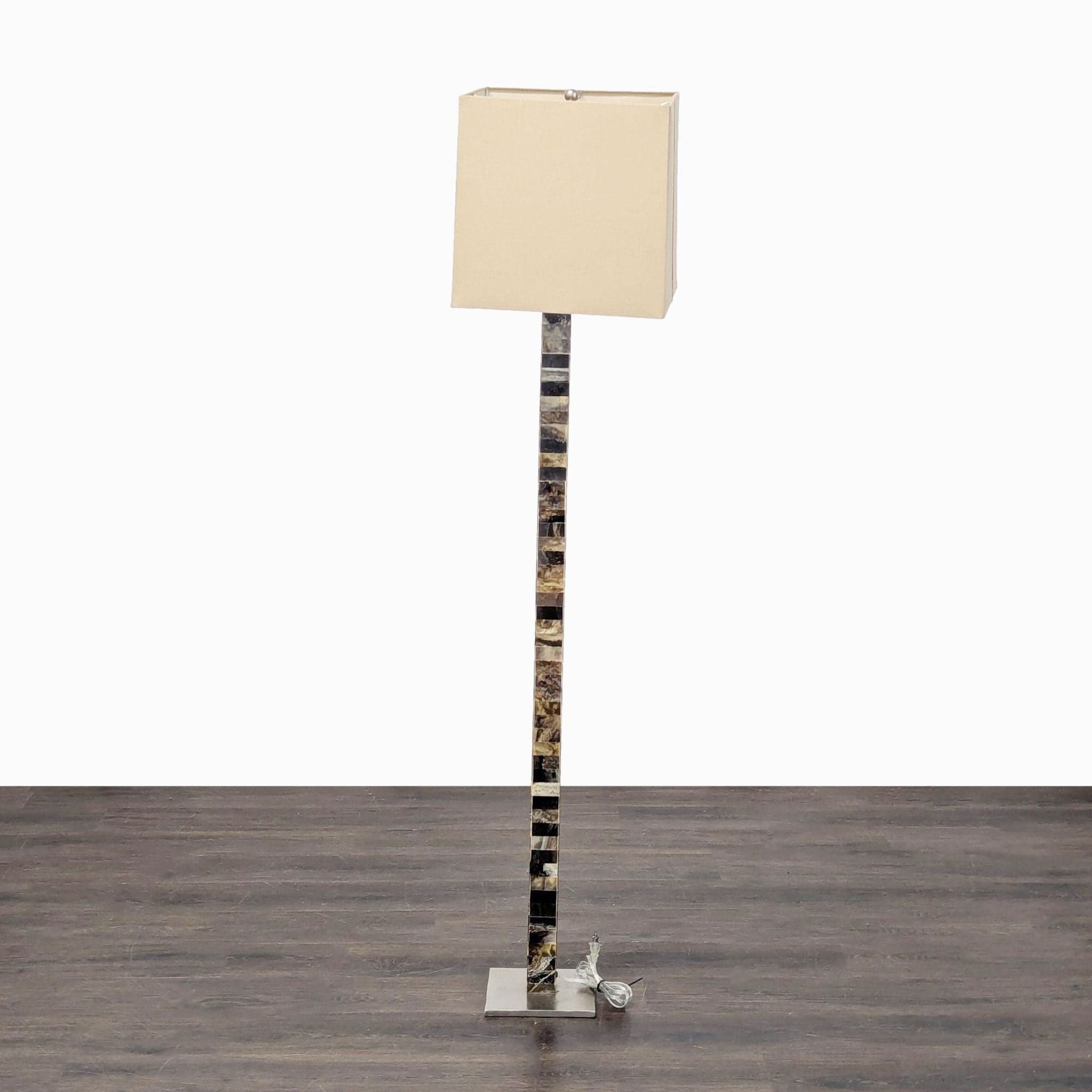 Arteriors Tanner Modern Floor Lamp with Mixed Horn Finish and Square Shade