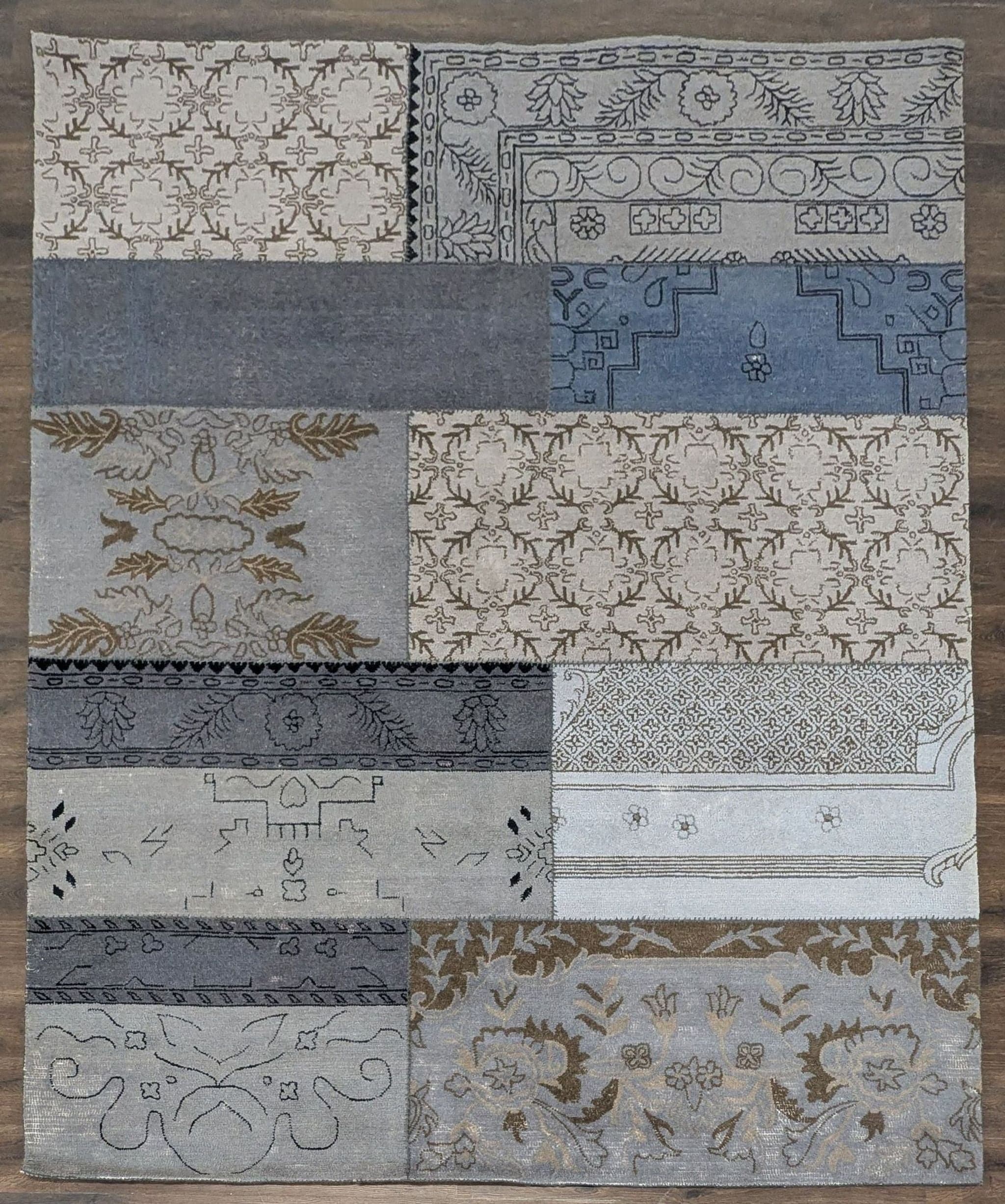 West Elm Cadiz Patchwork Patterned Area Rug – Neutral & Blue Tones