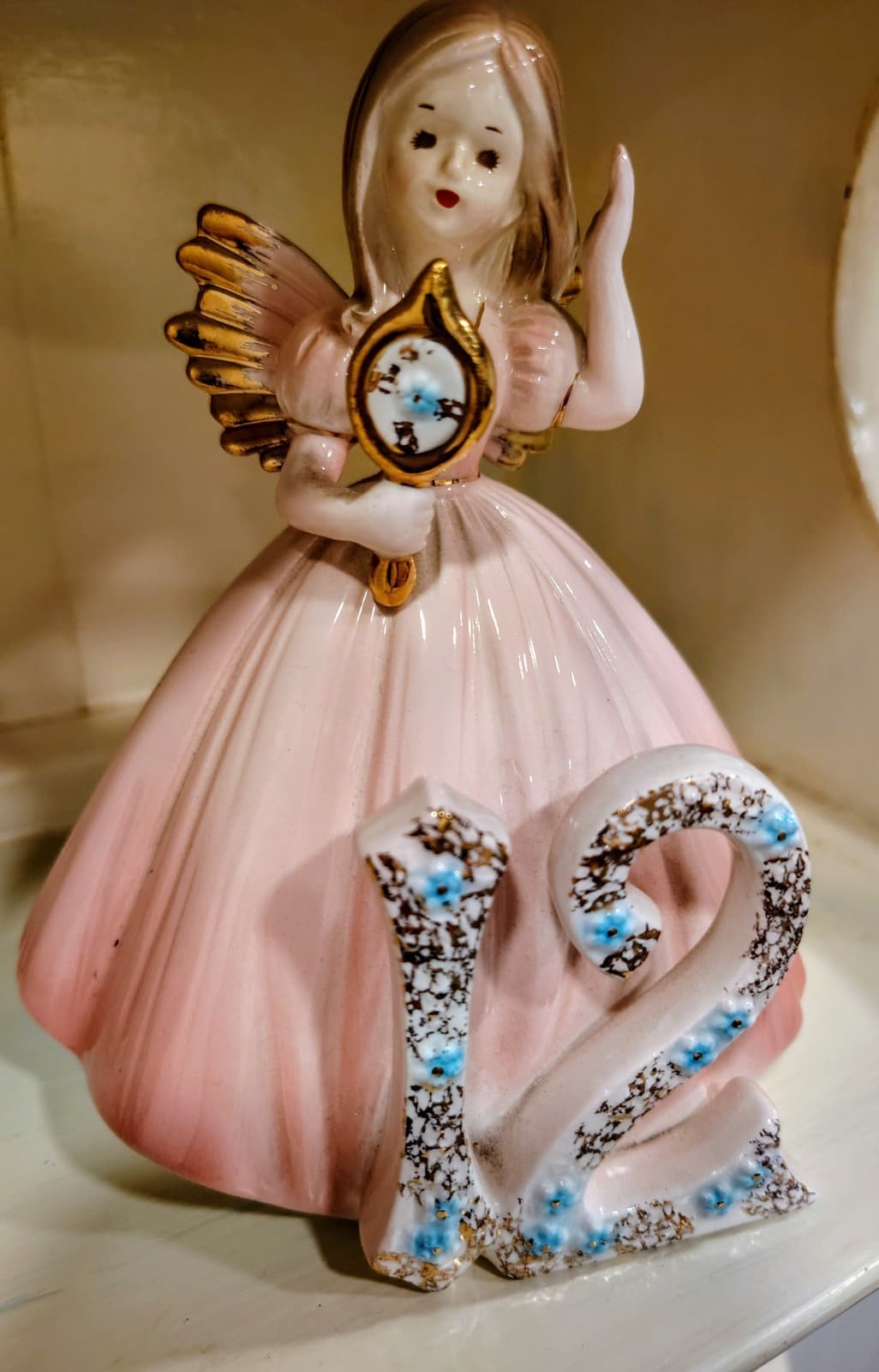 Vintage Josef Originals, Angel Girl Birthday Figurine Age 12, Porcelain EUC