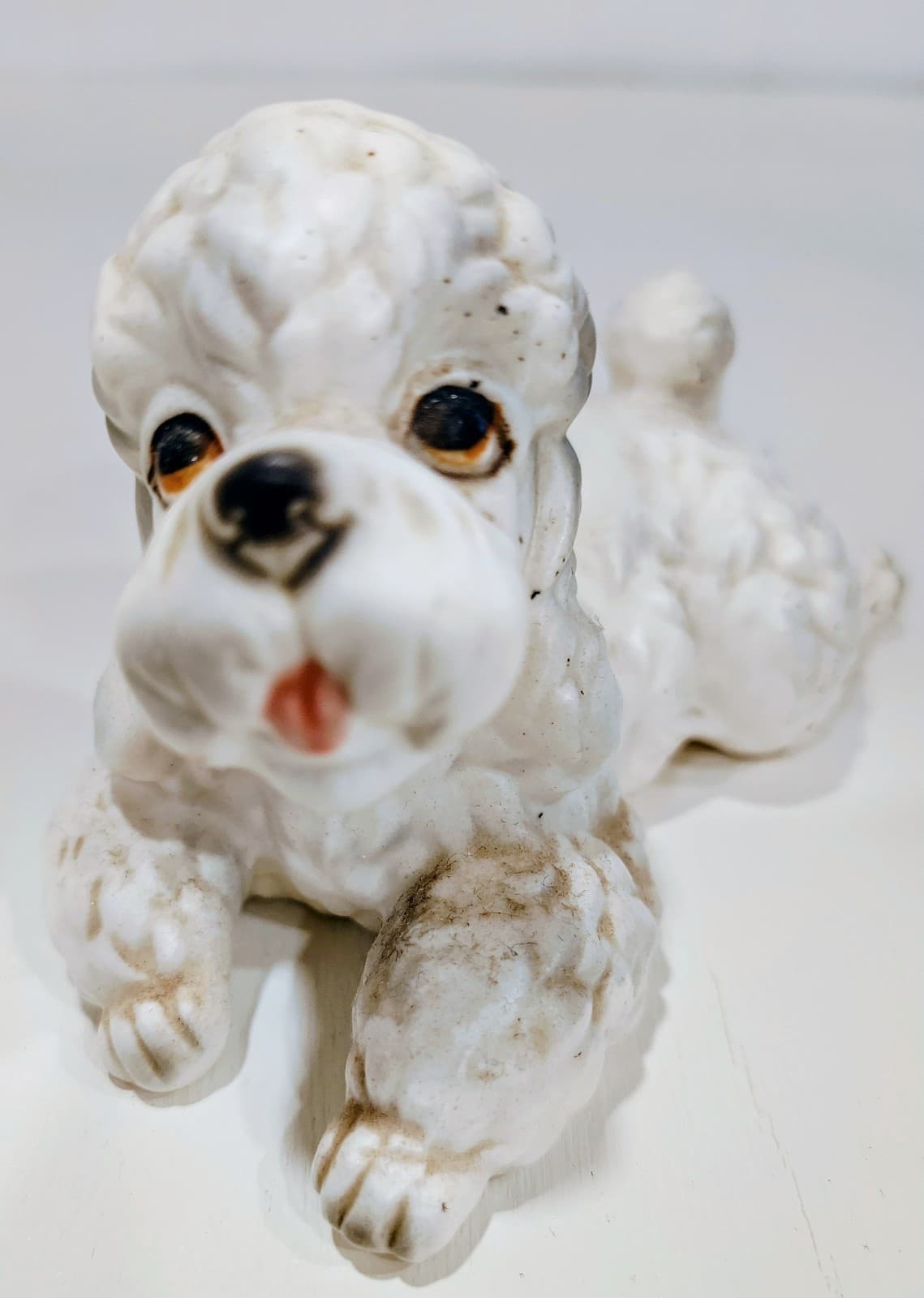Vintage Lefton Ceramic White Poodle Dog Porcelain, Japan, 1950's