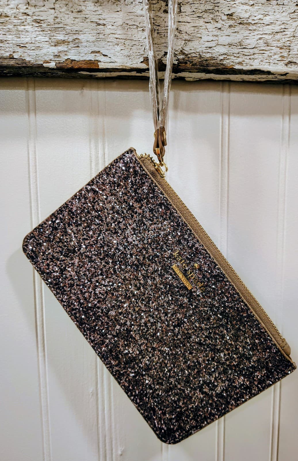 Kate Spade New York Wristlet dazzling silver glitter finish, NWT $88