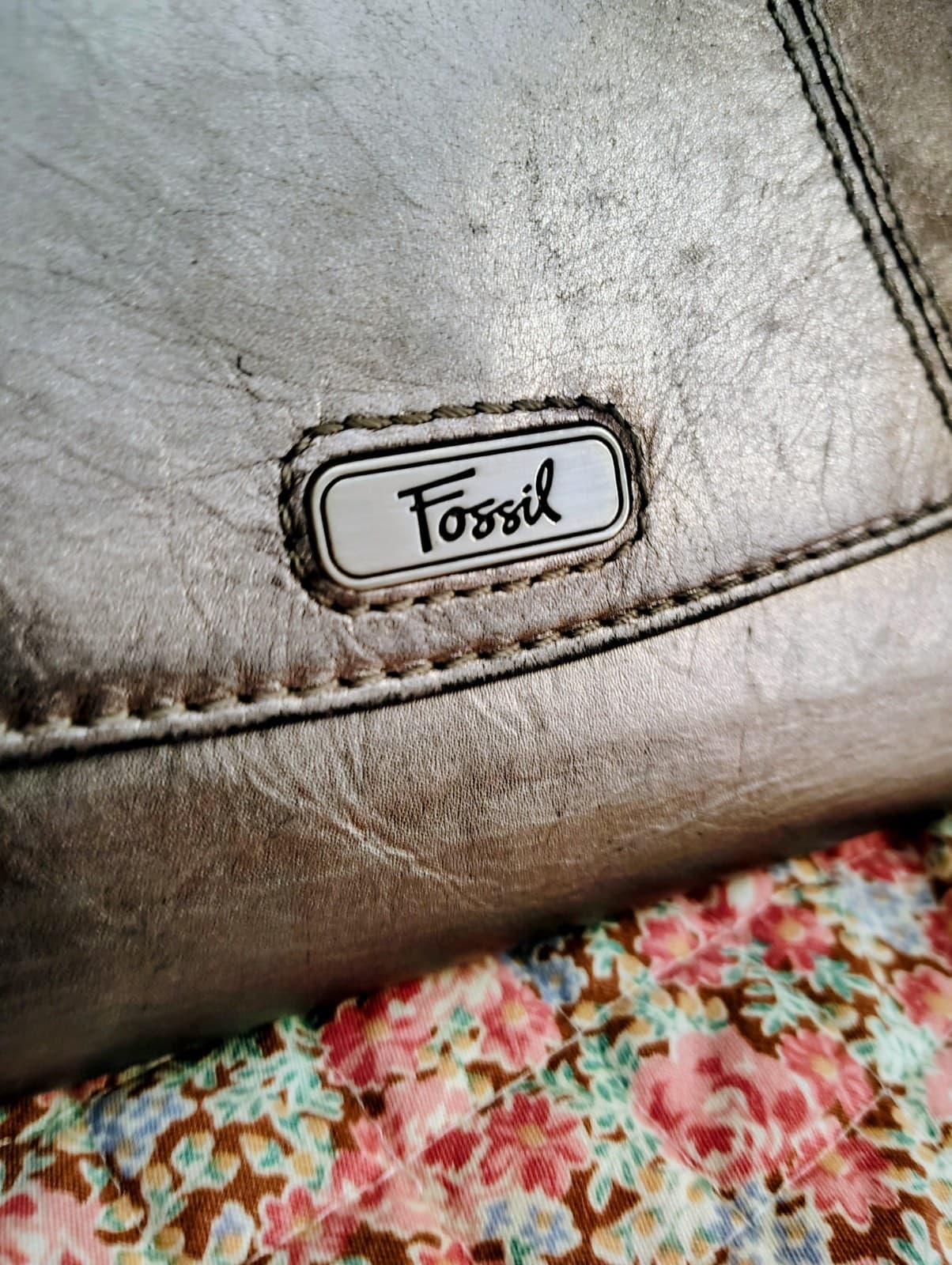 Fossil Silver Metallic Trifold Wallet