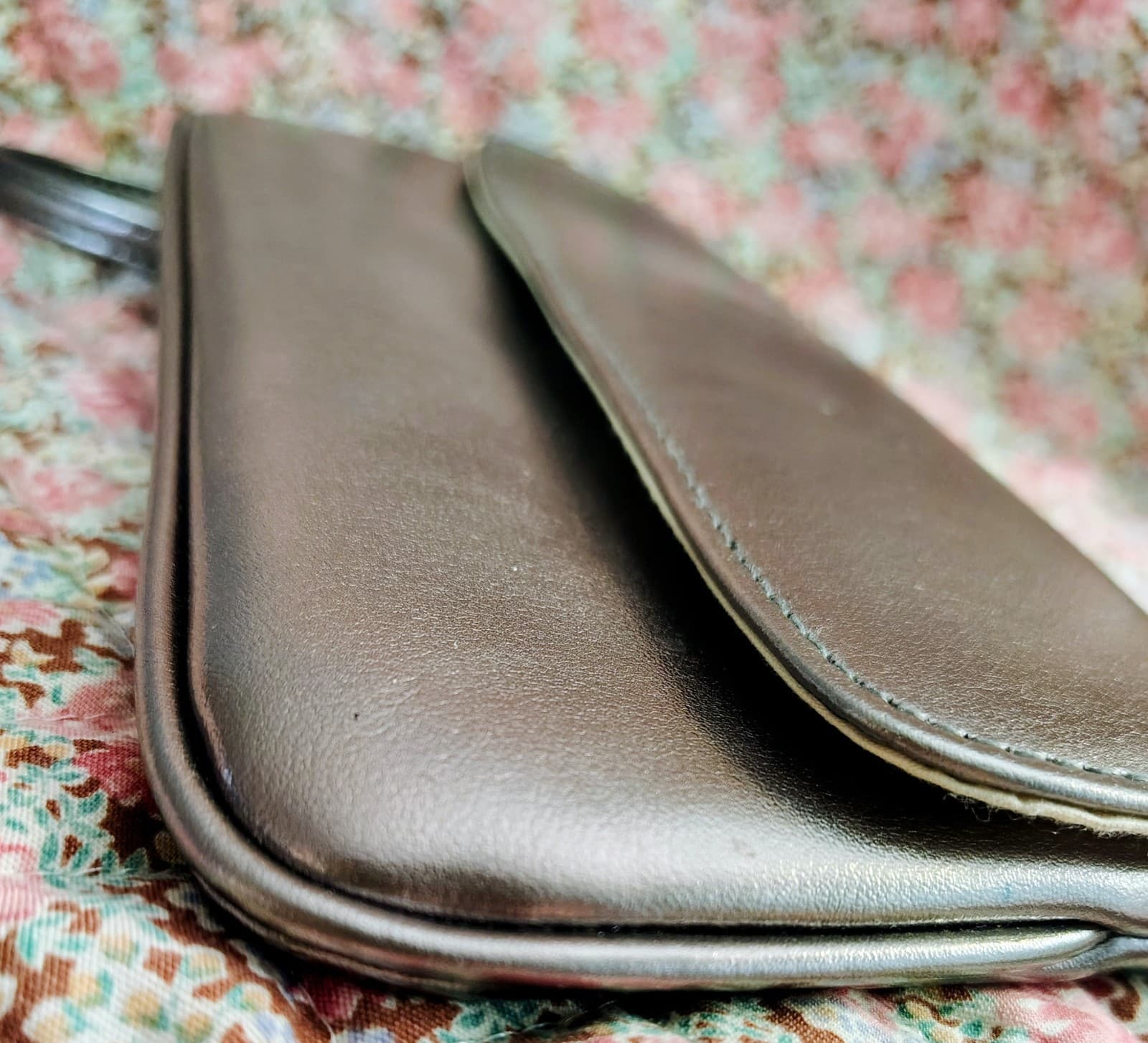Victoria's Secret Clutch Wristlet metallic exterior Chrome