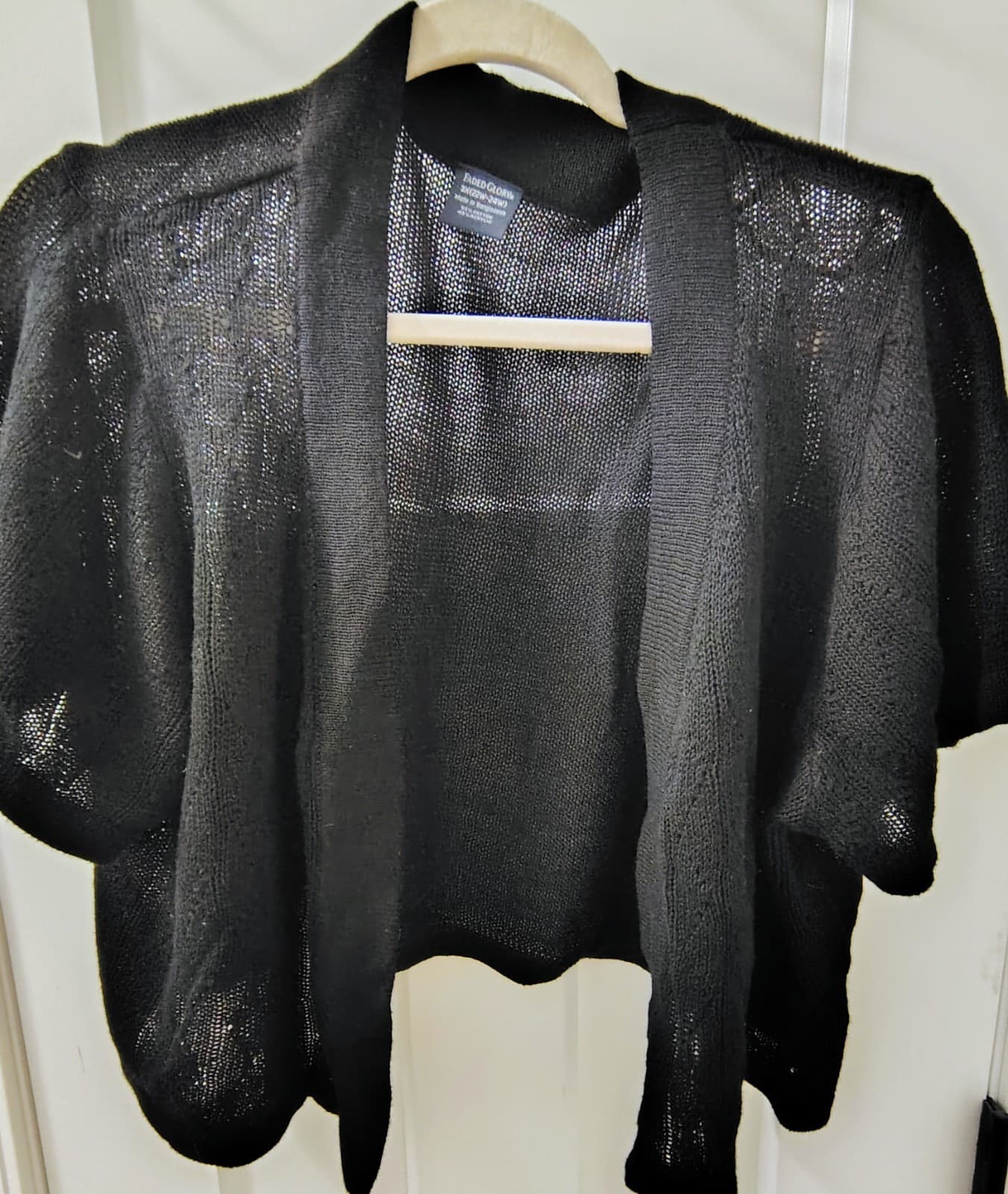 Faded Glory Woman's Black Open Front Short Sleeve 3X Cardigan