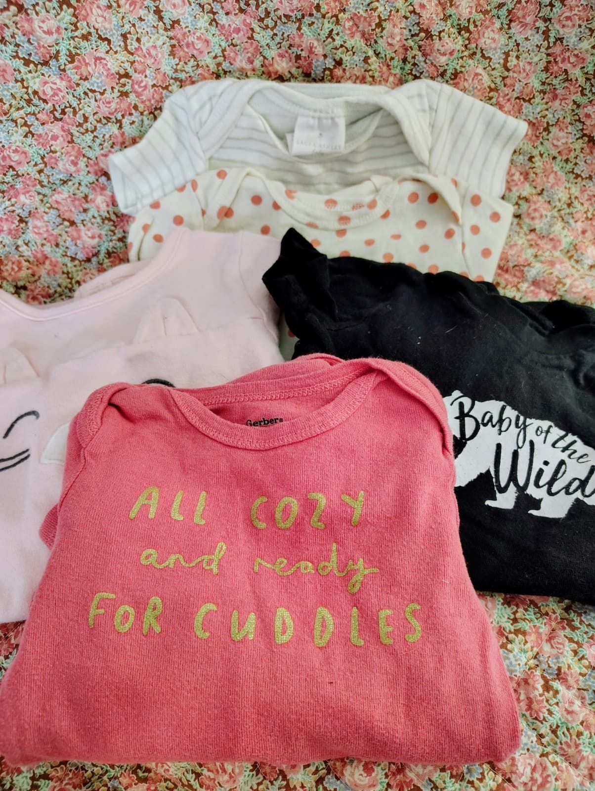 bundle of 5 baby girl onesies, 3-18 Months