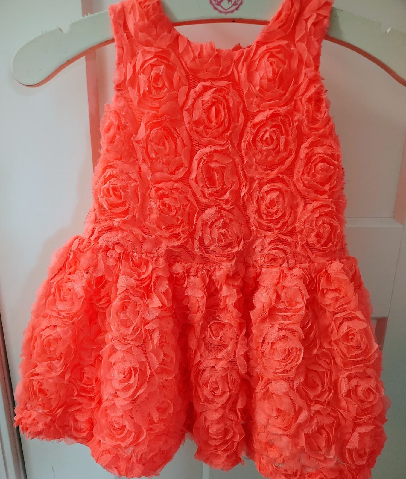Cherokee Coral Orange 2T Rose Applique Dress