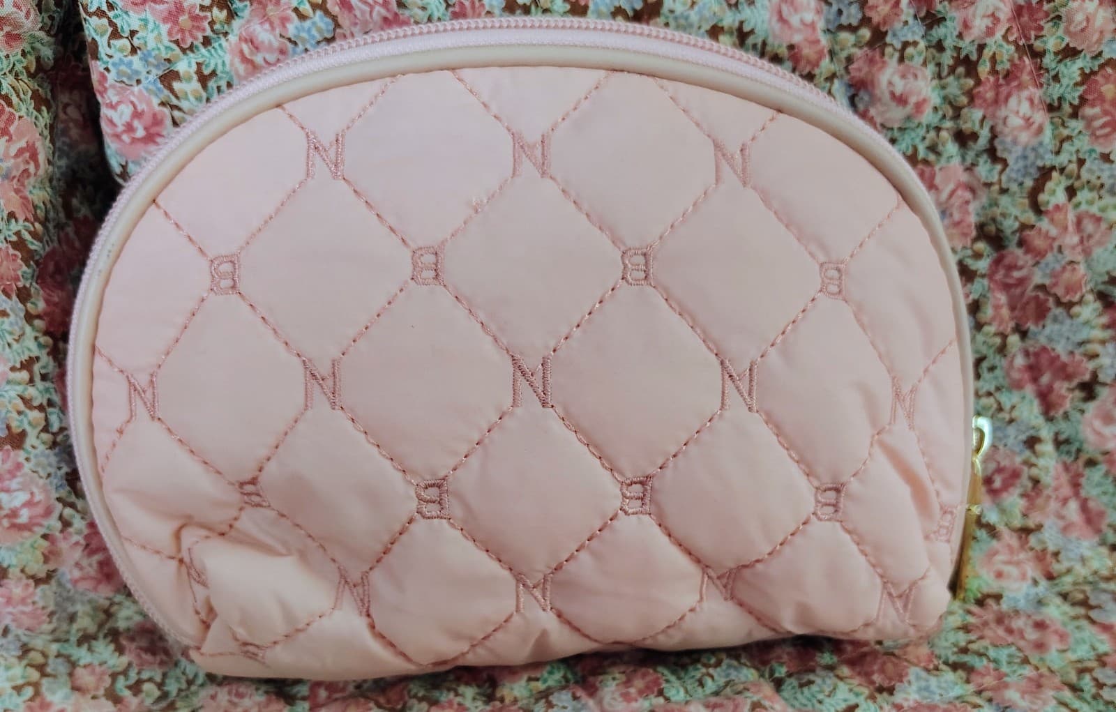 Nubily Pink Quilted Makeup Bag