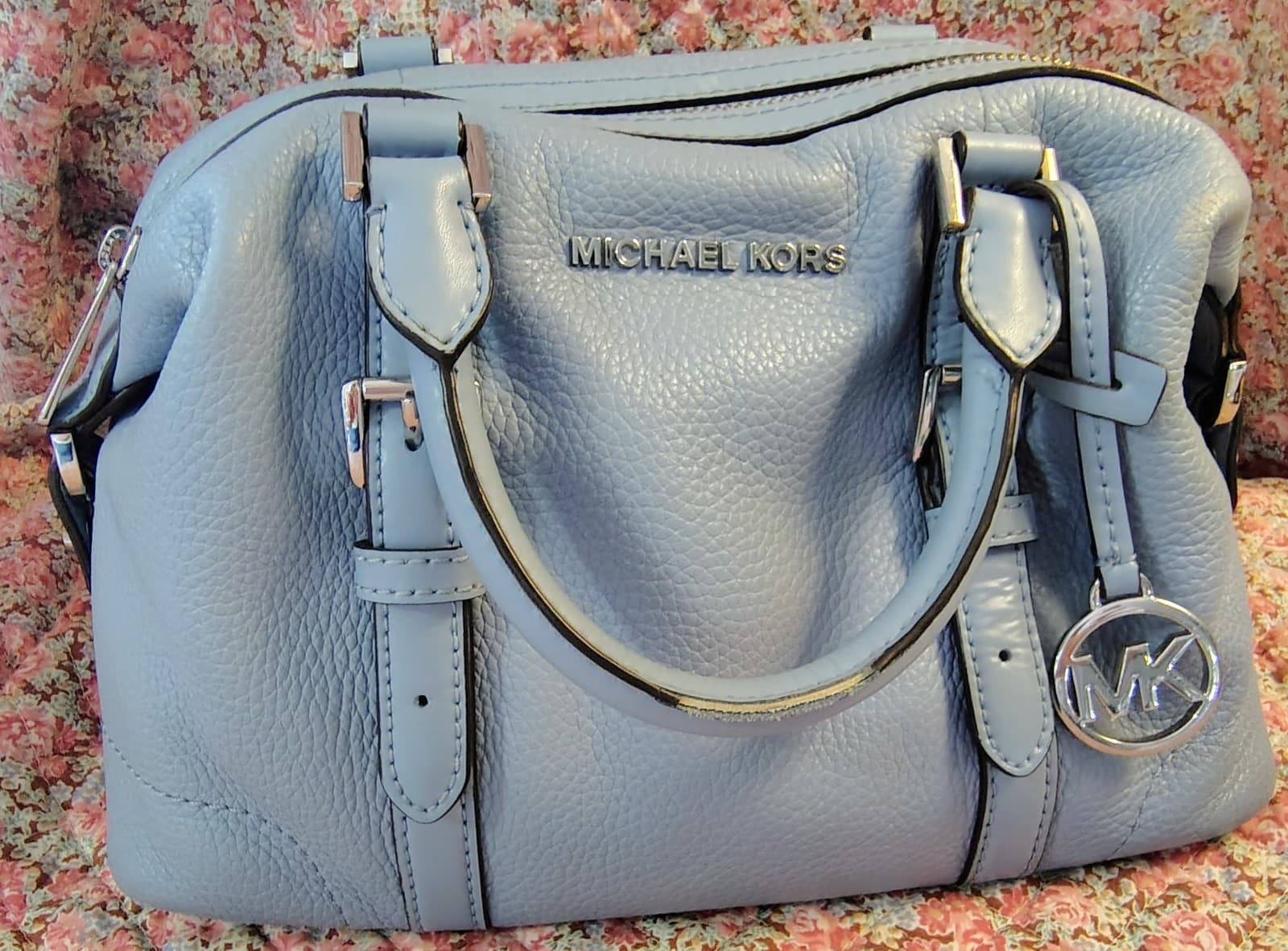 Michael Kors Leather Duffle Satchel Powder Blue