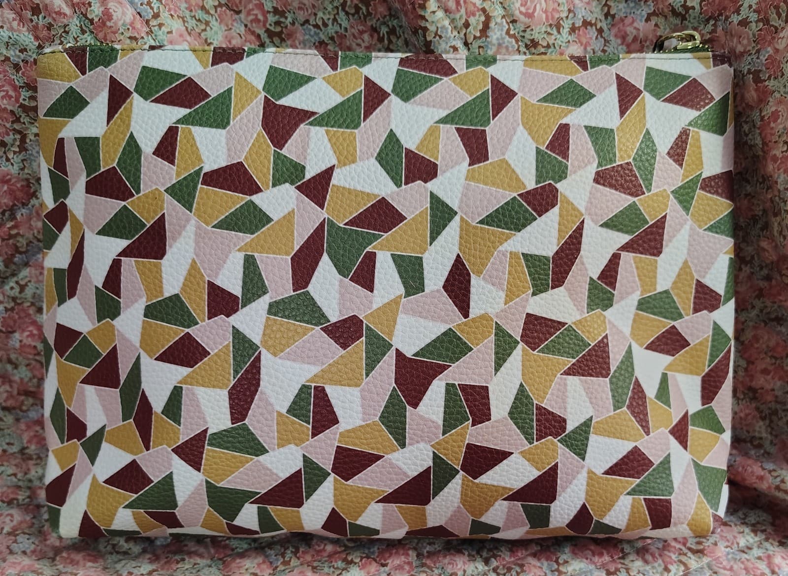 Steve Madden Geometric Pattern Faux Leather Makeup Bag