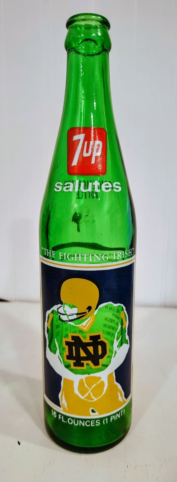 VINTAGE 1977 NOTRE DAME 7UP BOTTLE NATIONAL CHAMPS